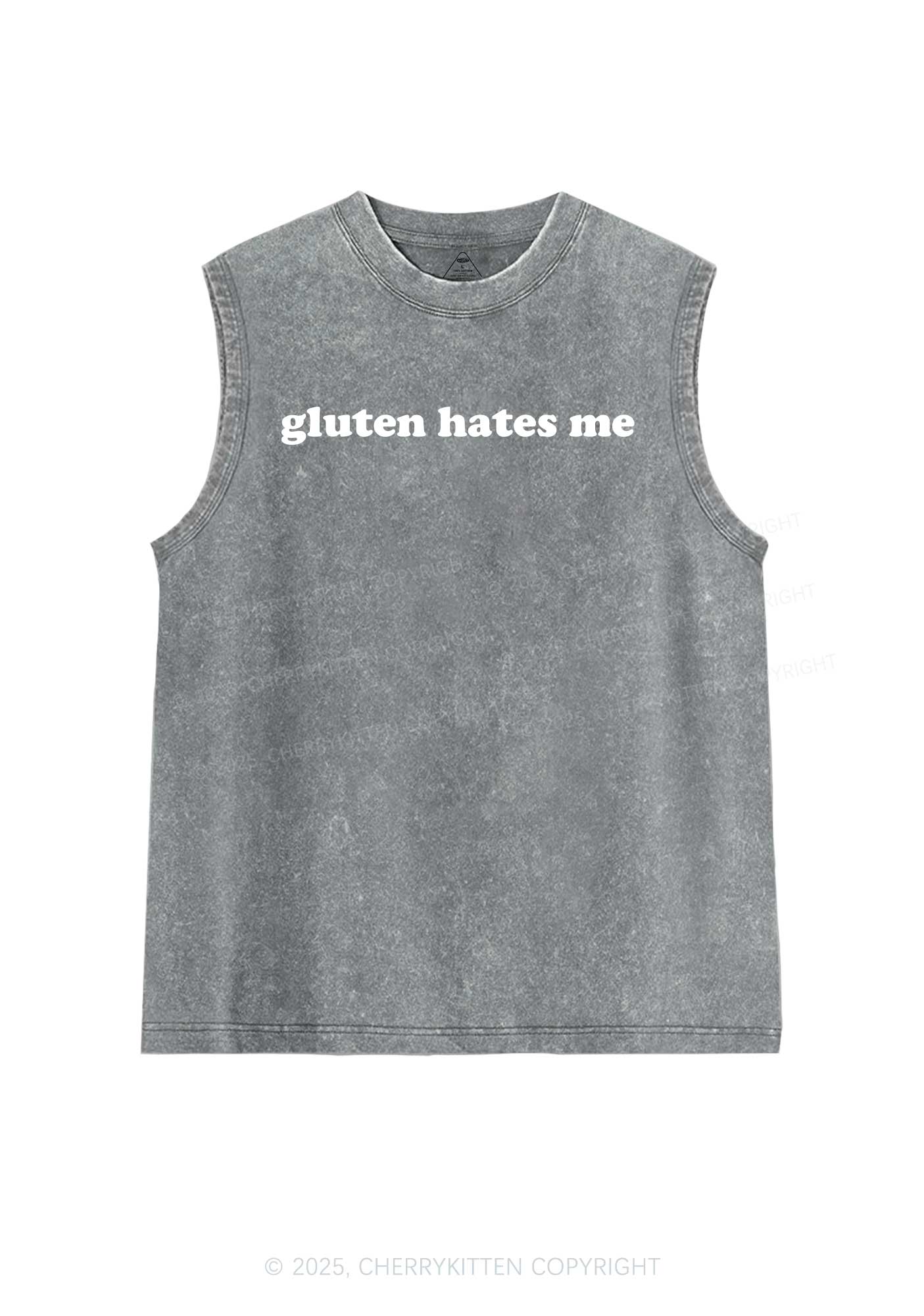Gluten Hates Me Y2K Washed Muscle Tank Cherrykitten