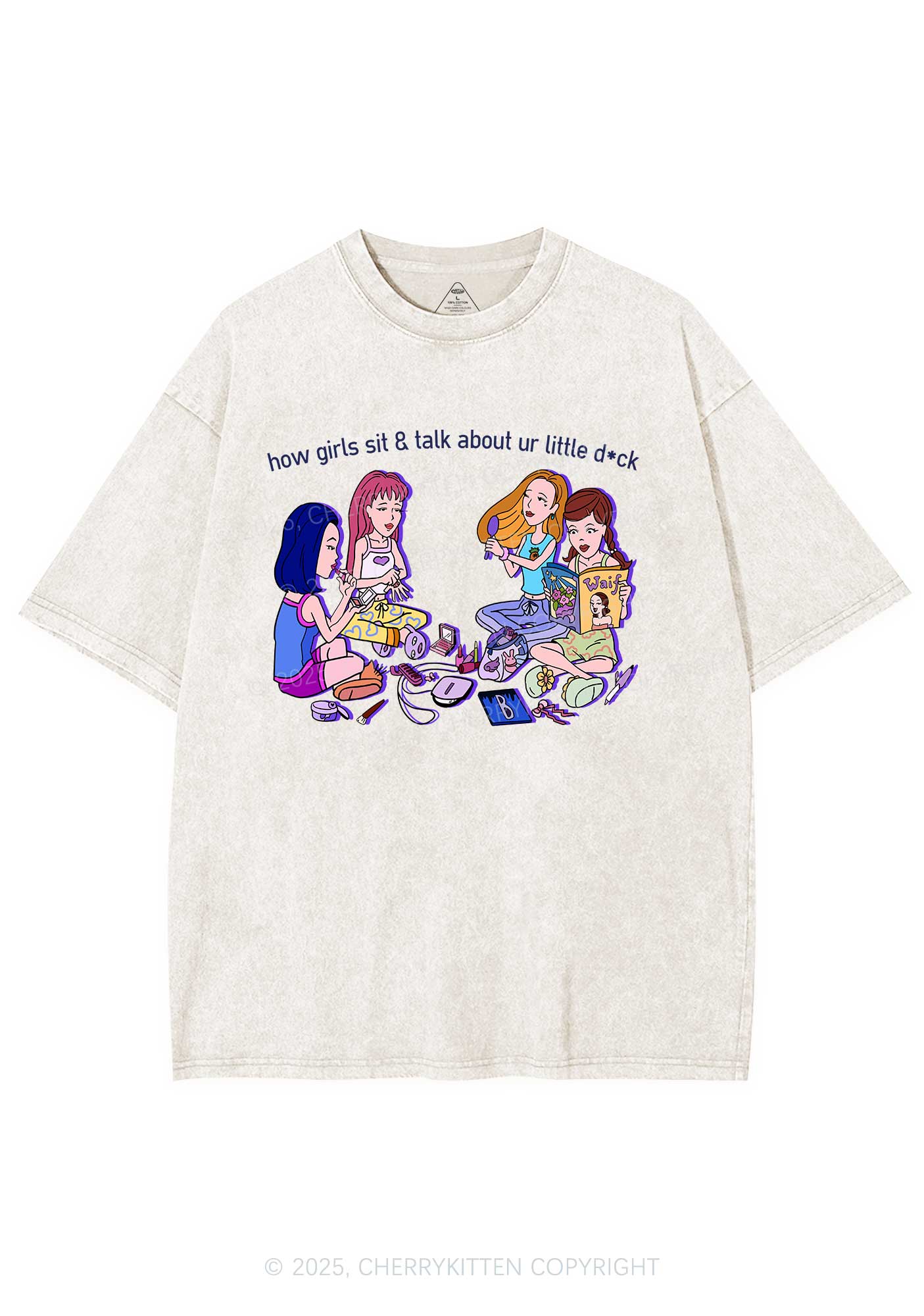 Girls Sit Talk Y2K Shirts Washed Tee Cherrykitten