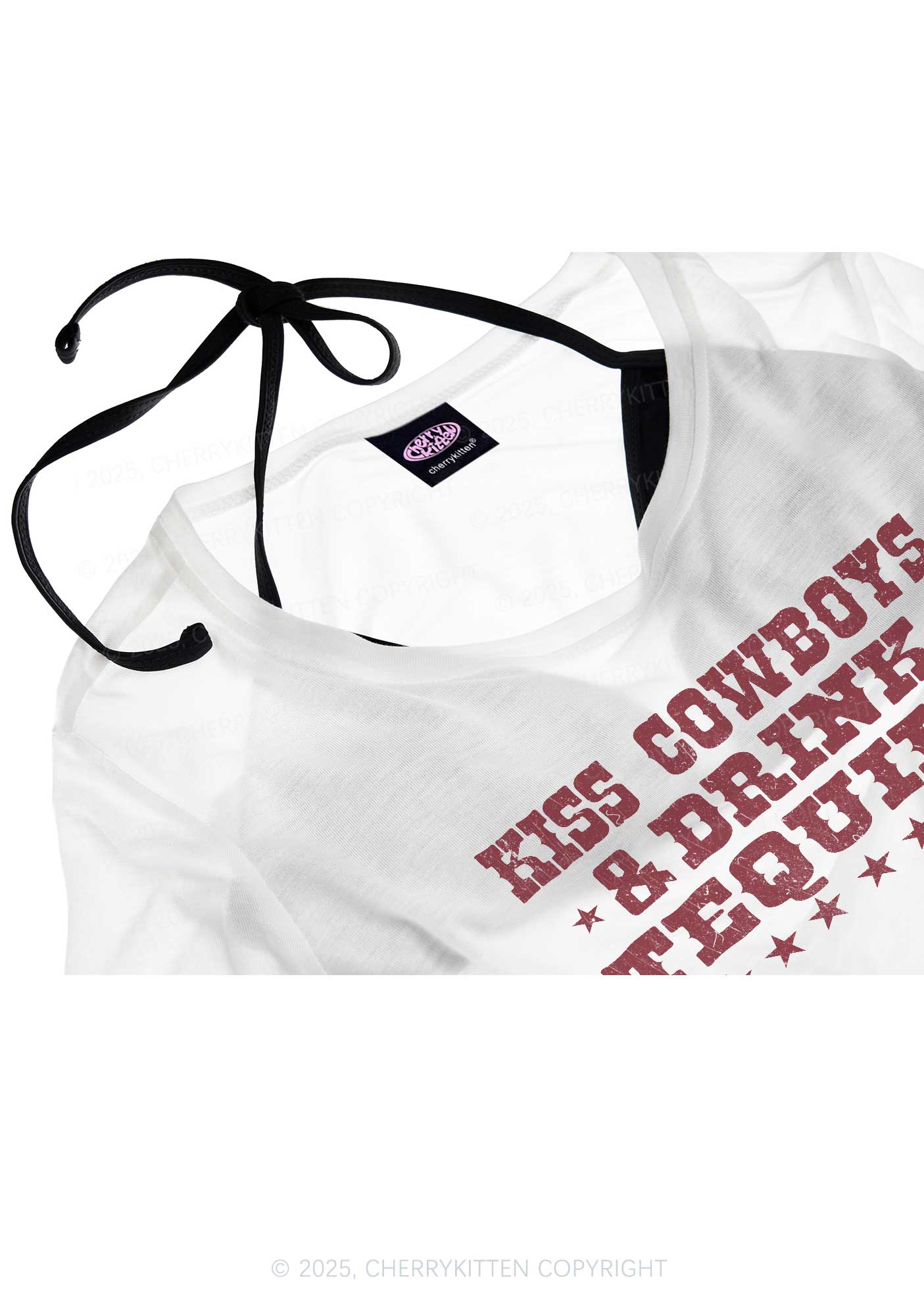 Kiss Cowboys Y2K Sheer Crop Tee Cherrykitten