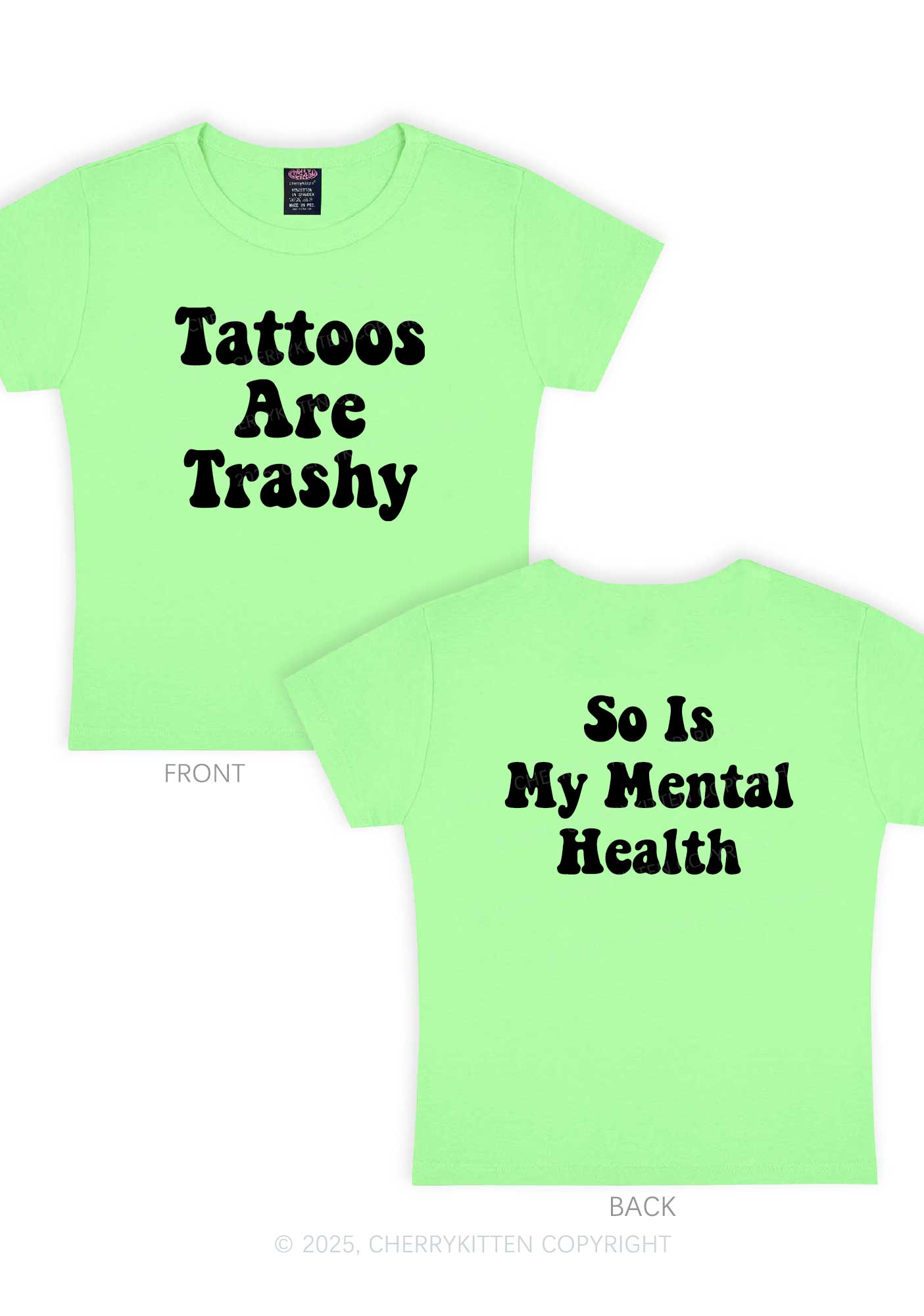 Tattoos Trashy Two Sides Y2K Baby Tee Cherrykitten