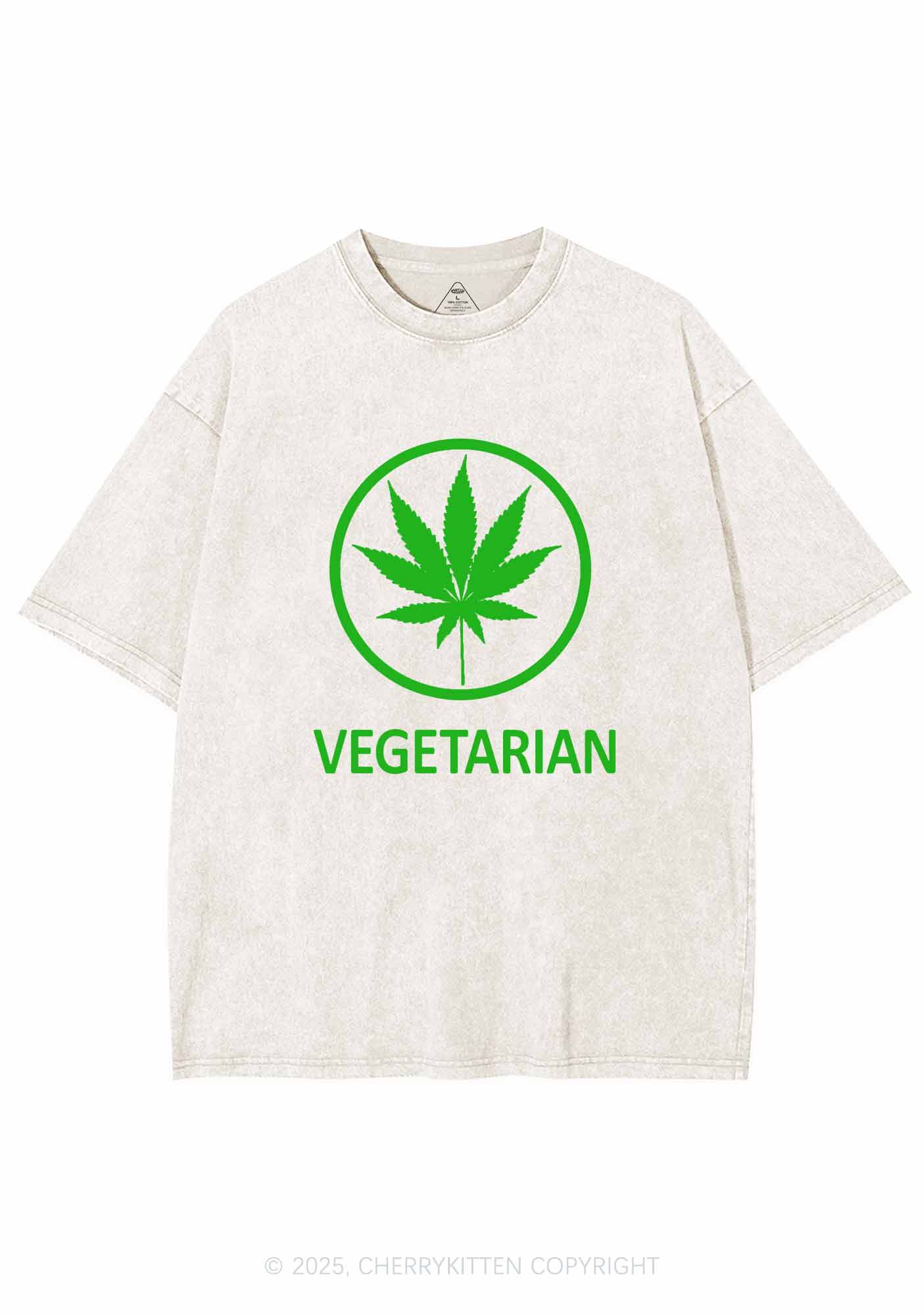 Vegetarian Y2K Washed Tee Cherrykitten
