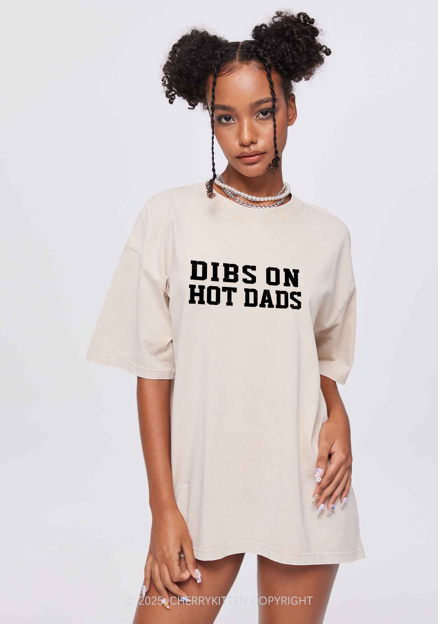 Dibs On Hot Dads Y2K Shirts Washed Tee Cherrykitten
