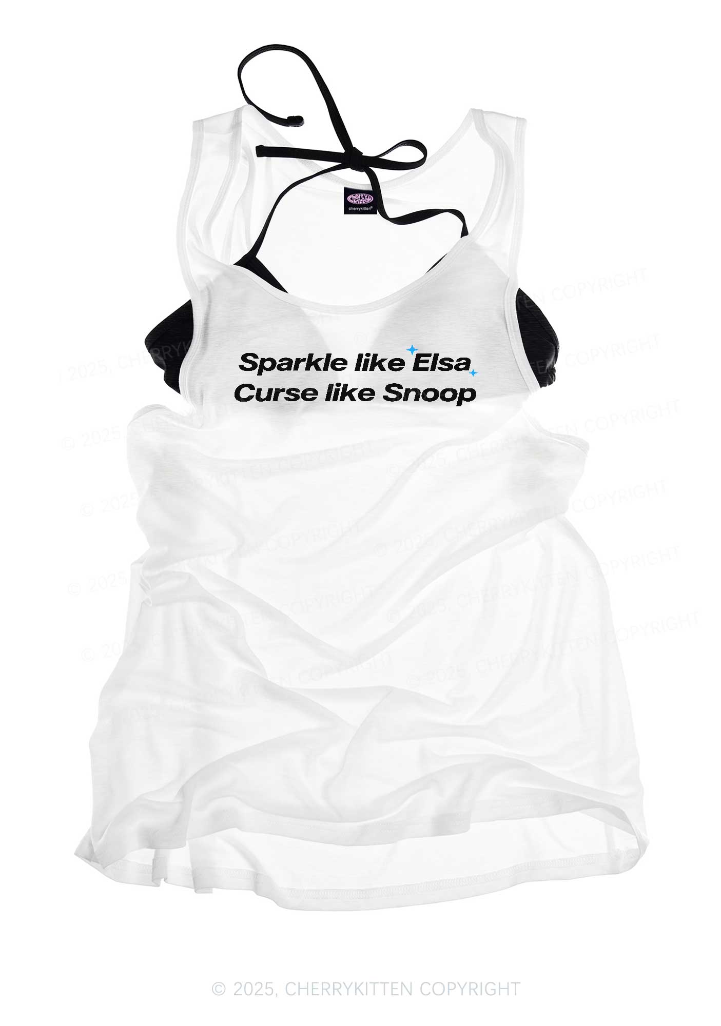 Sparkle Like Princess Y2K Sheer Boyfriend Tank Cherrykitten