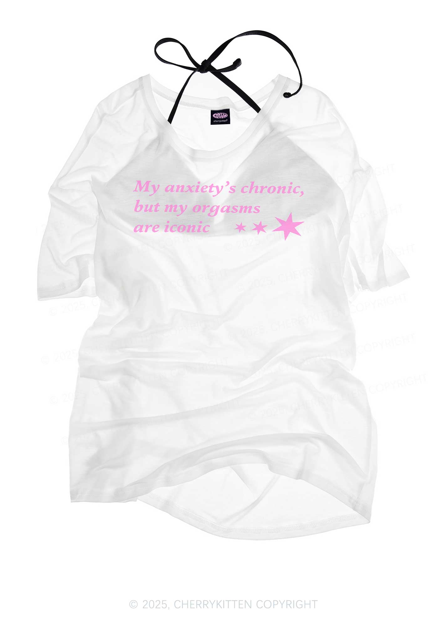 Anxiety Chronic Y2K Sheer Boyfriend Tee Cherrykitten