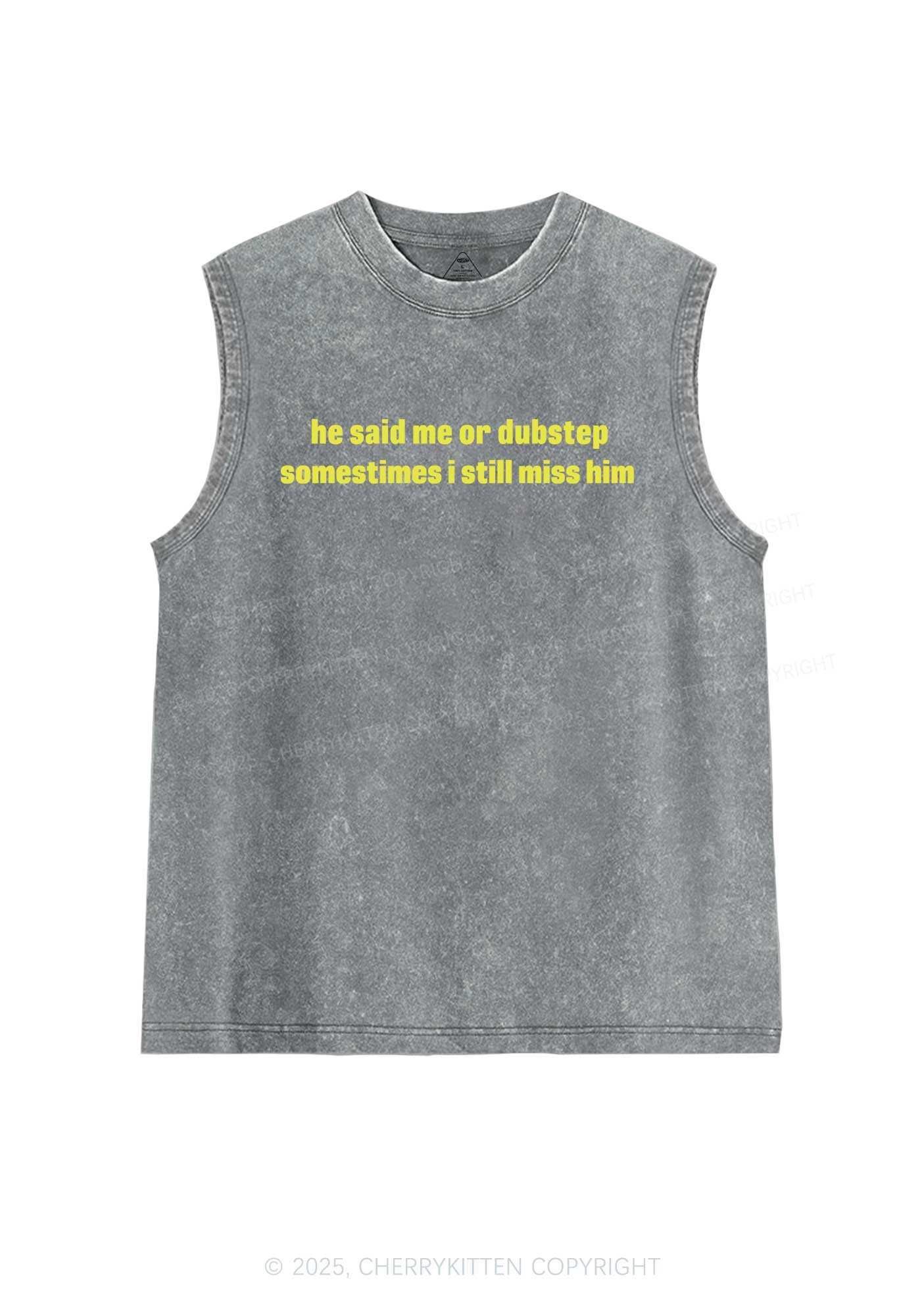 He Said Dubstep Y2K Washed Muscle Tank Cherrykitten