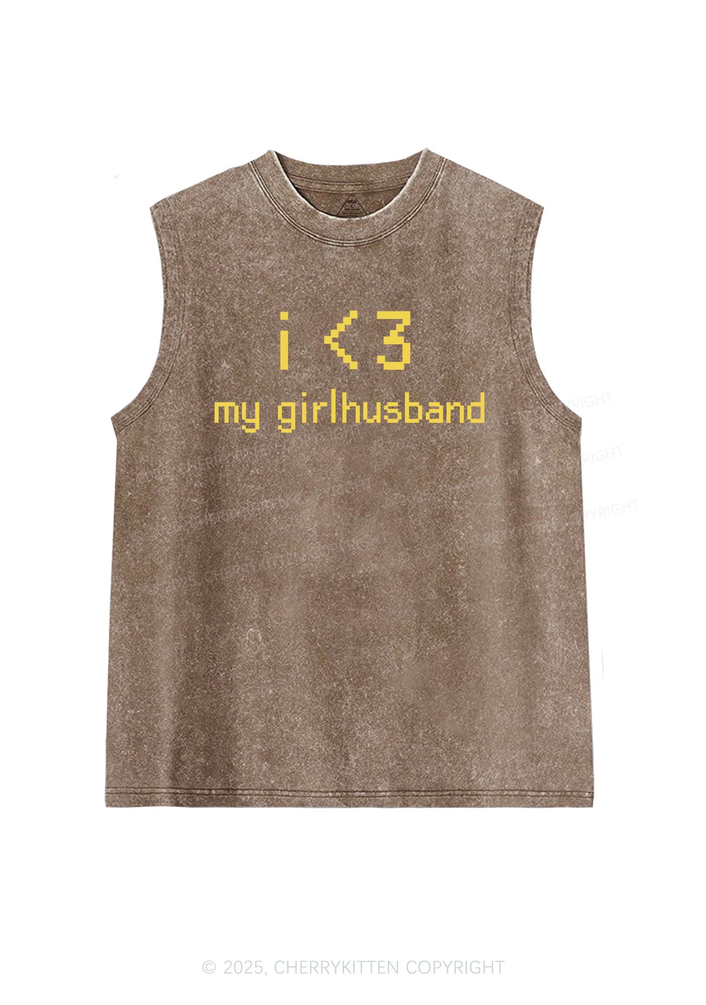 I Love My Girlhusband Y2K Washed Muscle Tank Cherrykitten