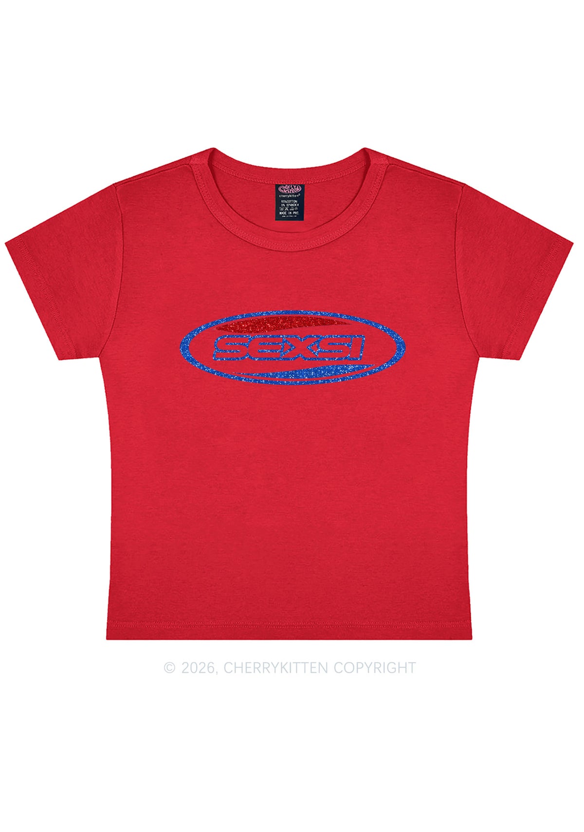 Glitter Sexsi Slogan Y2K Baby Tee Cherrykitten