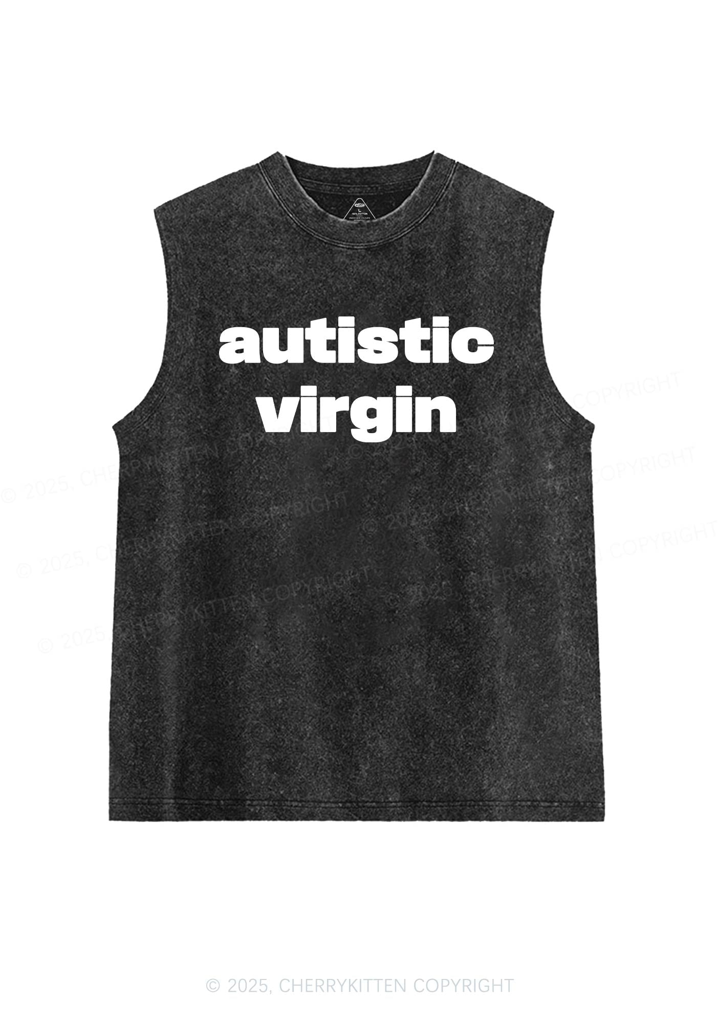 Autistic Virgin Y2K Washed Muscle Tank Cherrykitten