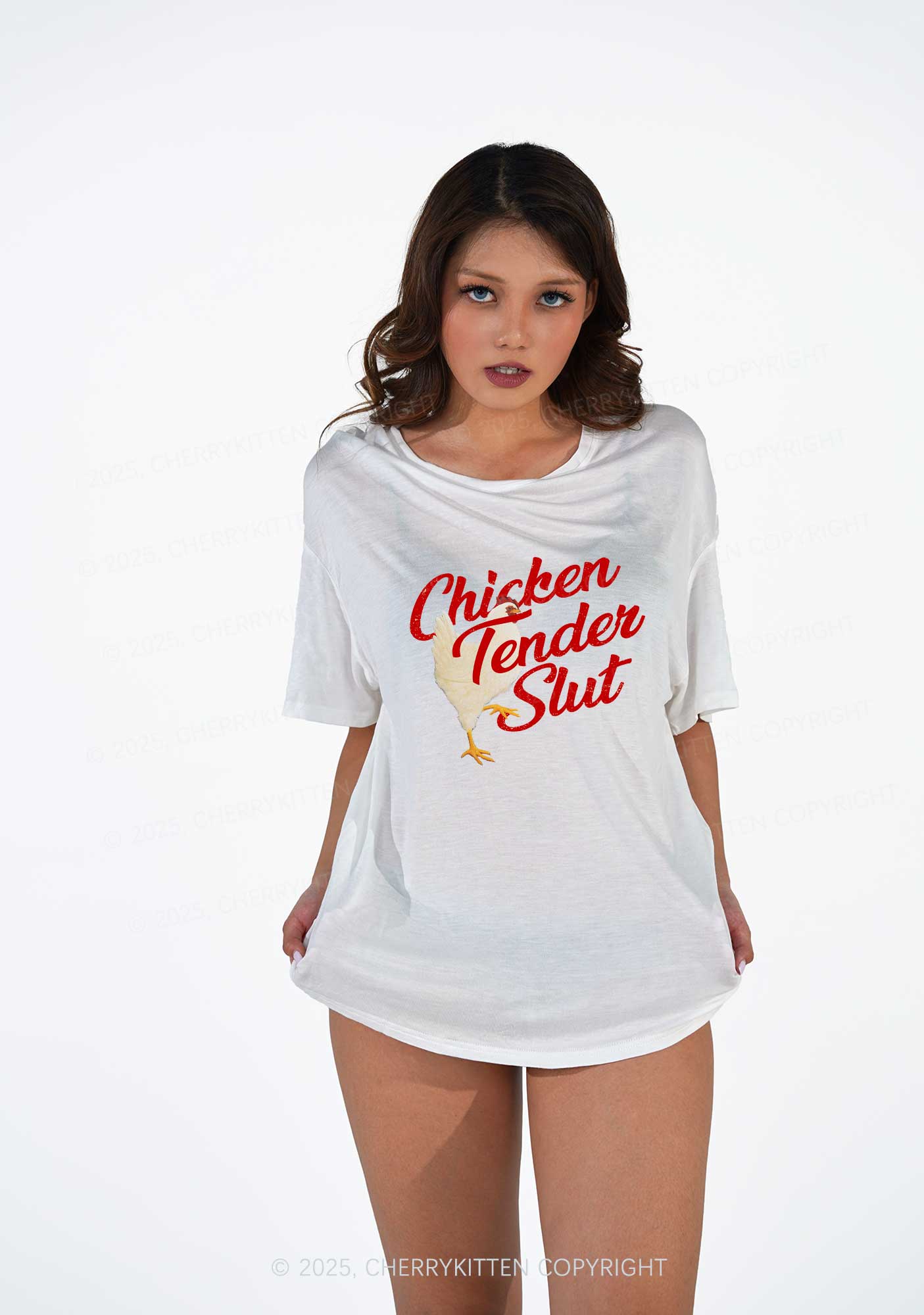 Chicken Tender Slxt Y2K Sheer Boyfriend Tee Cherrykitten