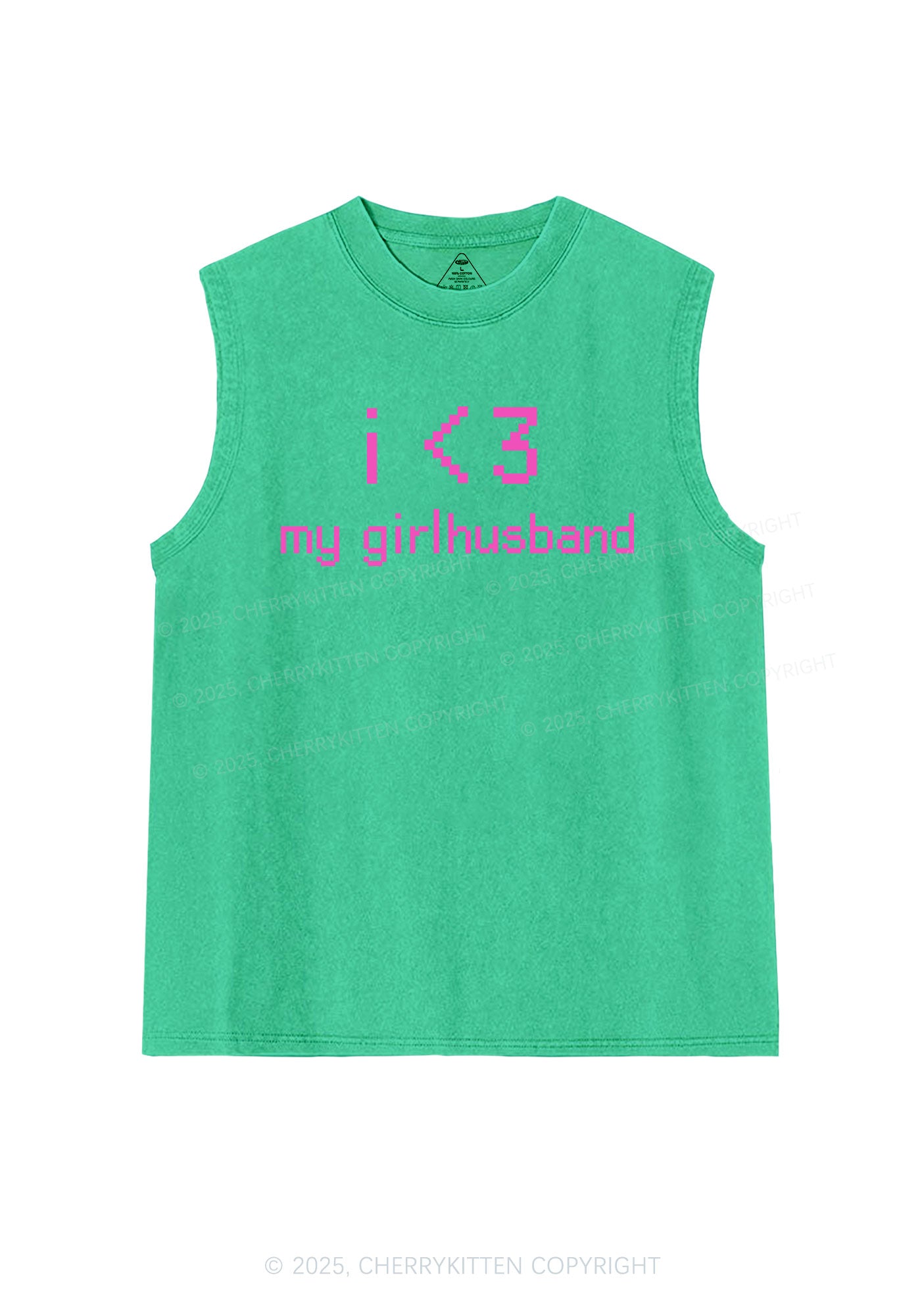 I Love My Girlhusband Y2K Washed Muscle Tank Cherrykitten