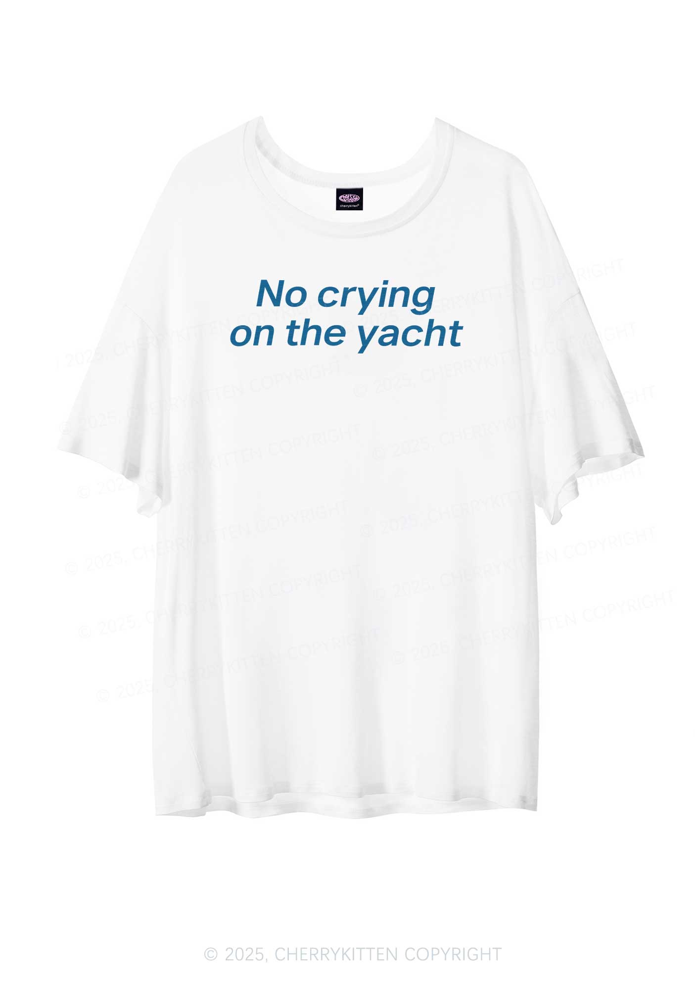 No Crying On Yacht Y2K Sheer Boyfriend Tee Cherrykitten