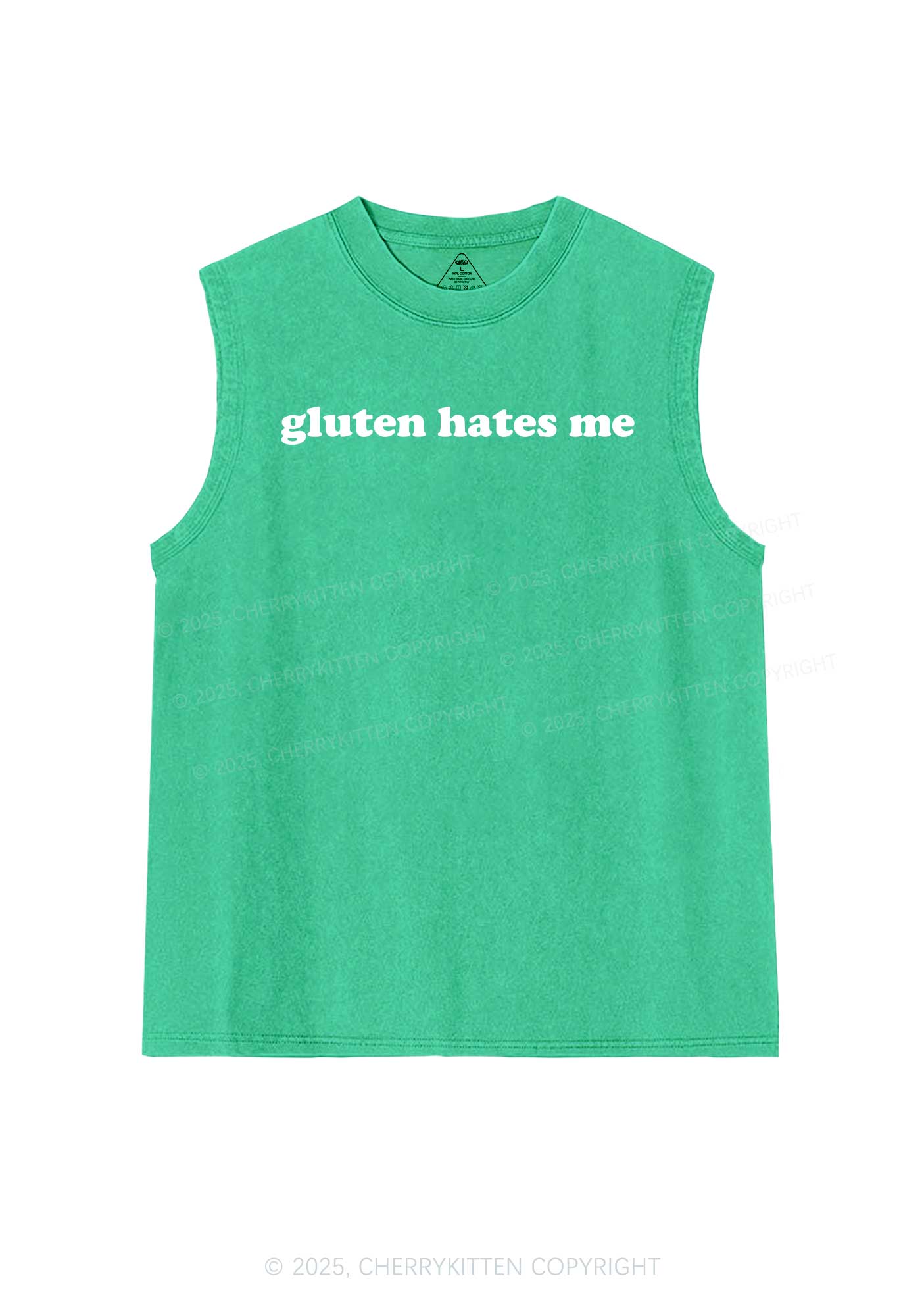 Gluten Hates Me Y2K Washed Muscle Tank Cherrykitten