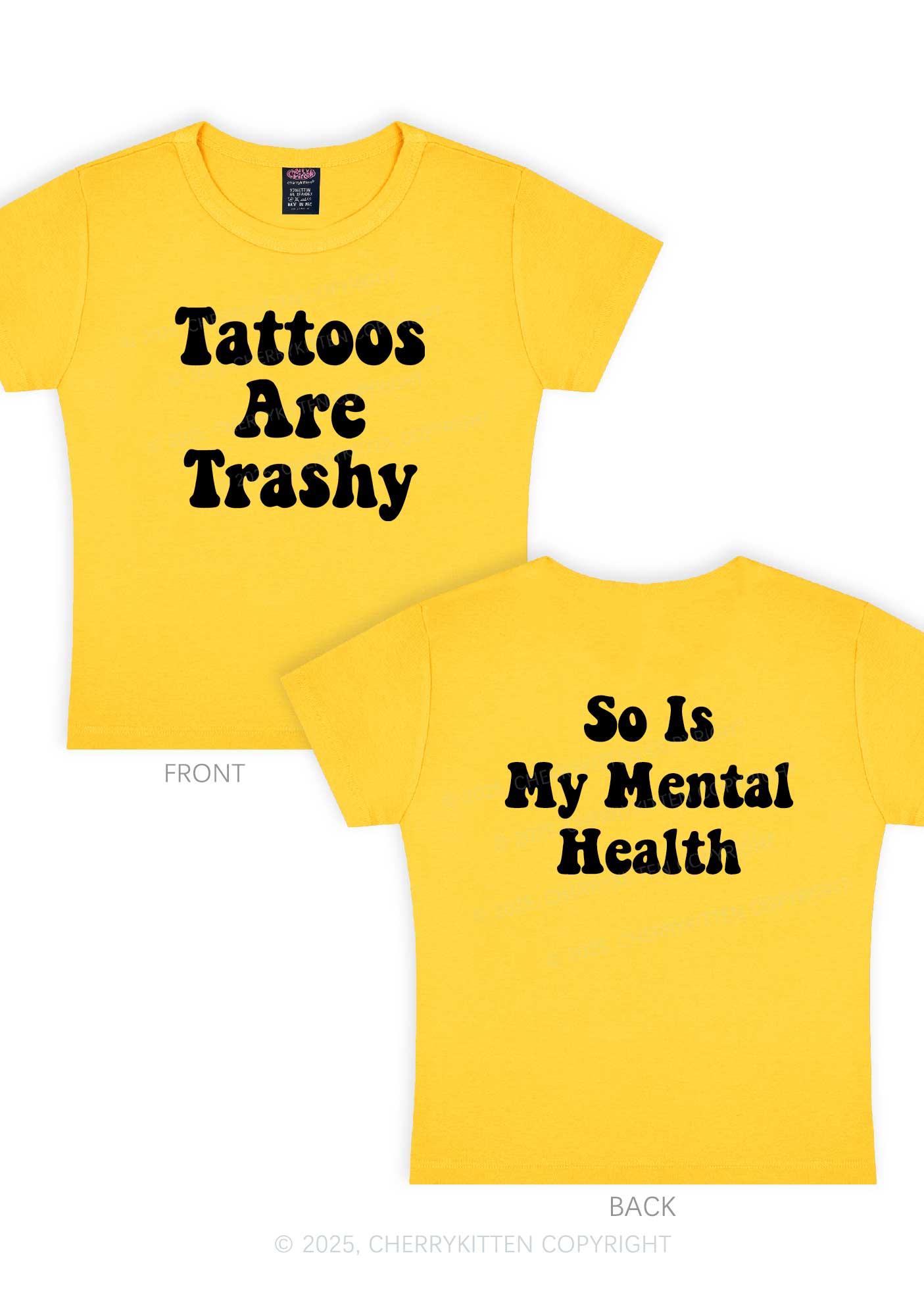 Tattoos Trashy Two Sides Y2K Baby Tee Cherrykitten