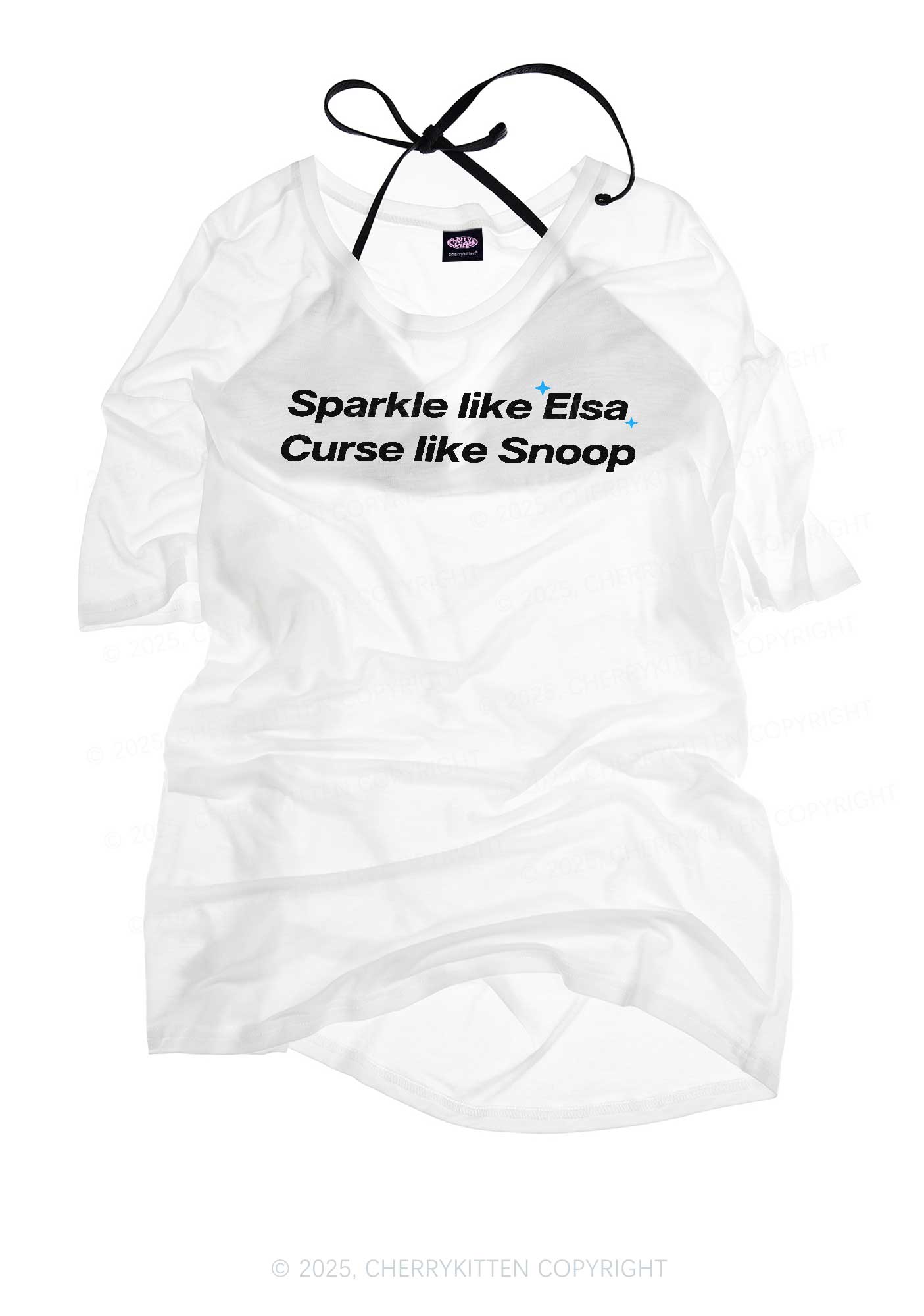 Sparkle Like Princess Y2K Sheer Boyfriend Tee Cherrykitten