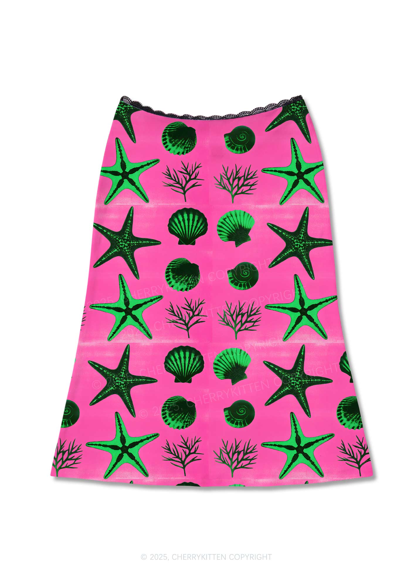Sea Animals Y2K Print Midi Skirt Cherrykitten