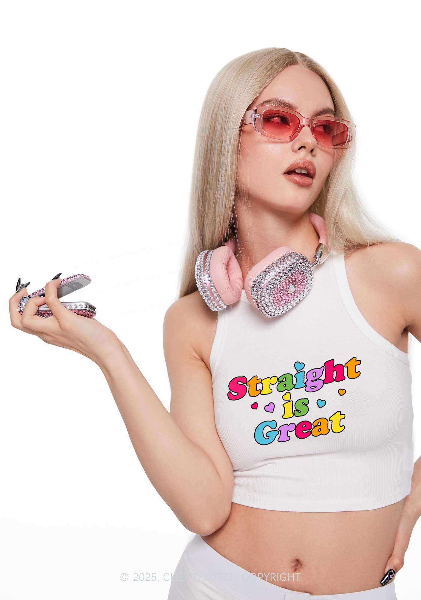Straight Is Great Pride Y2K Crop Tank Top Cherrykitten
