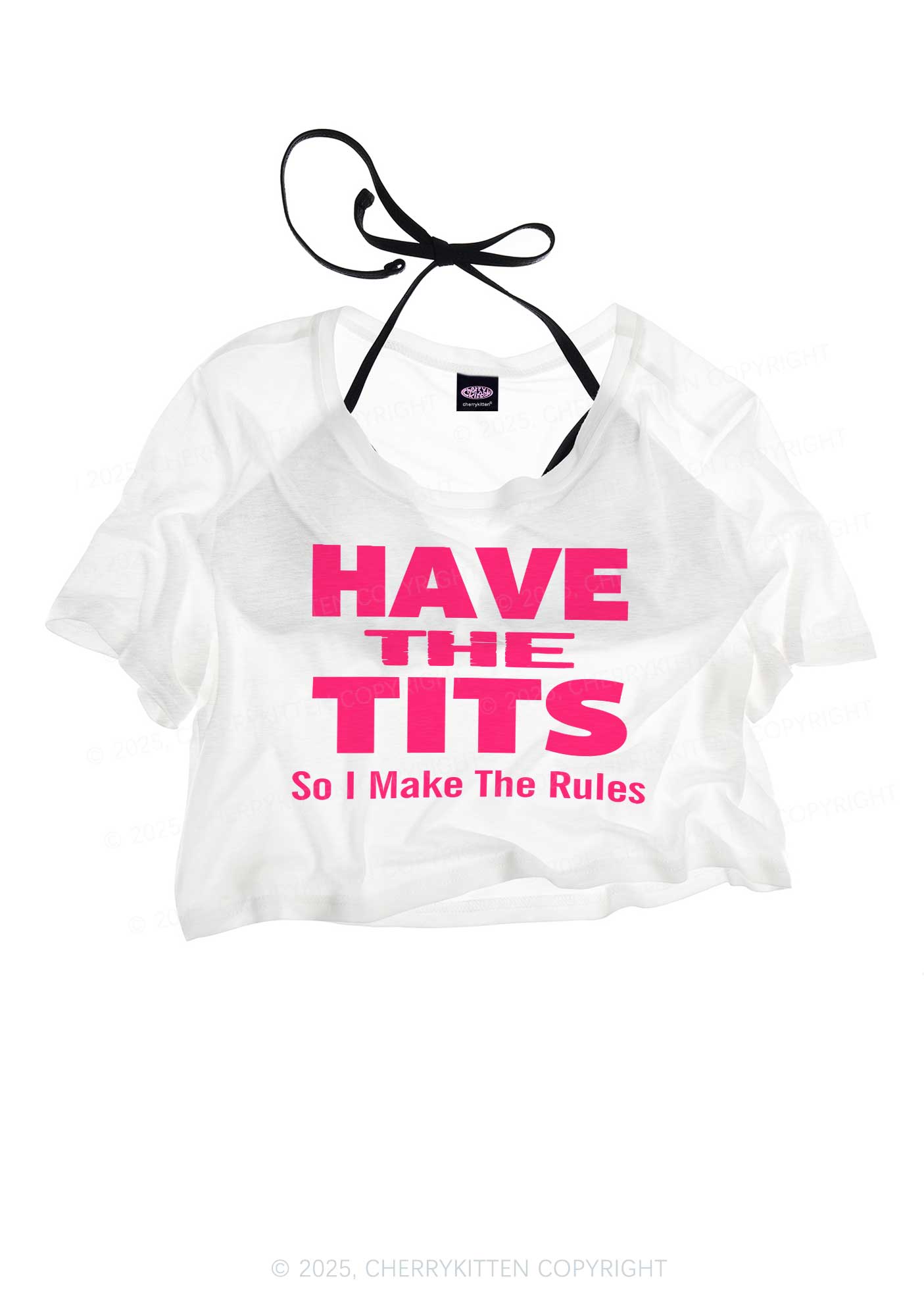 I Make Rules Y2K Sheer Crop Tee Cherrykitten