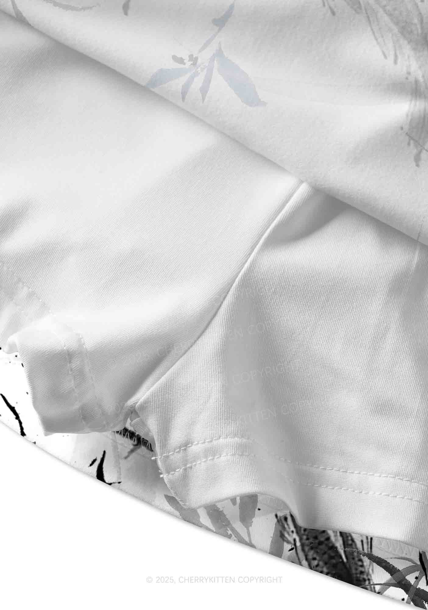 Ink Carp Y2K Print Mini Skirt Cherrykitten