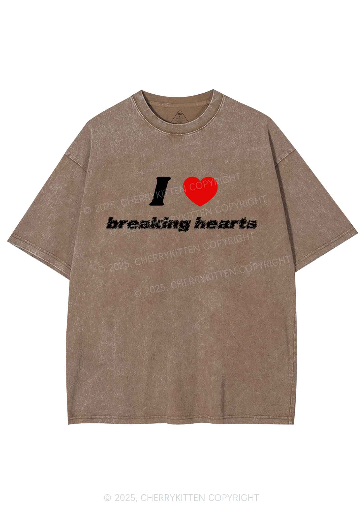 I Love Breaking Hearts Y2K Shirts Washed Tee Cherrykitten