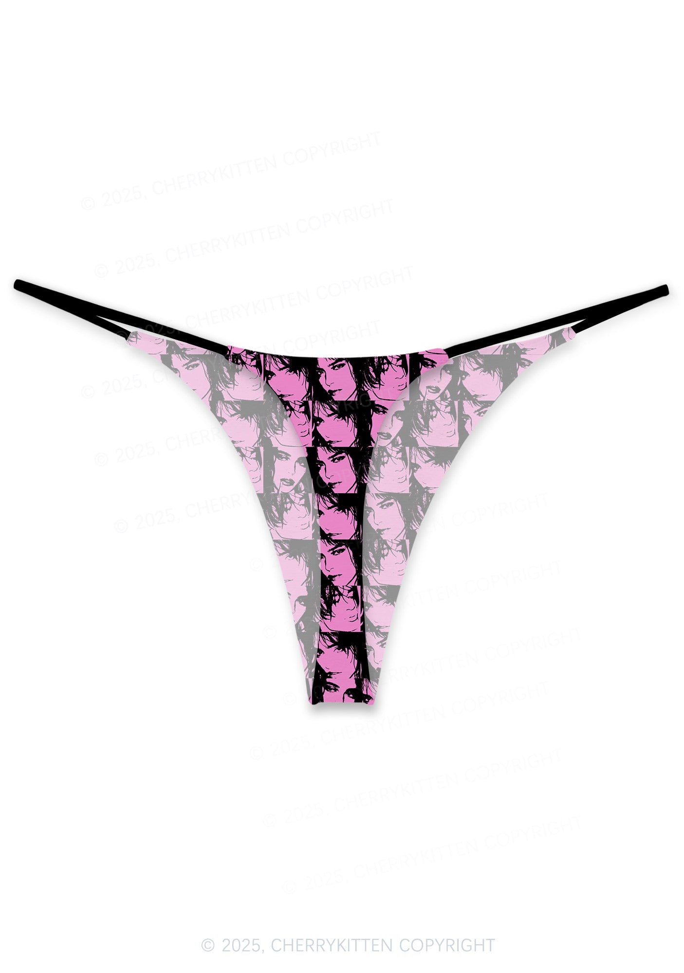 Pink Custom Portrait Valentine's Day Y2K Print Couples Thong Set Cherrykitten