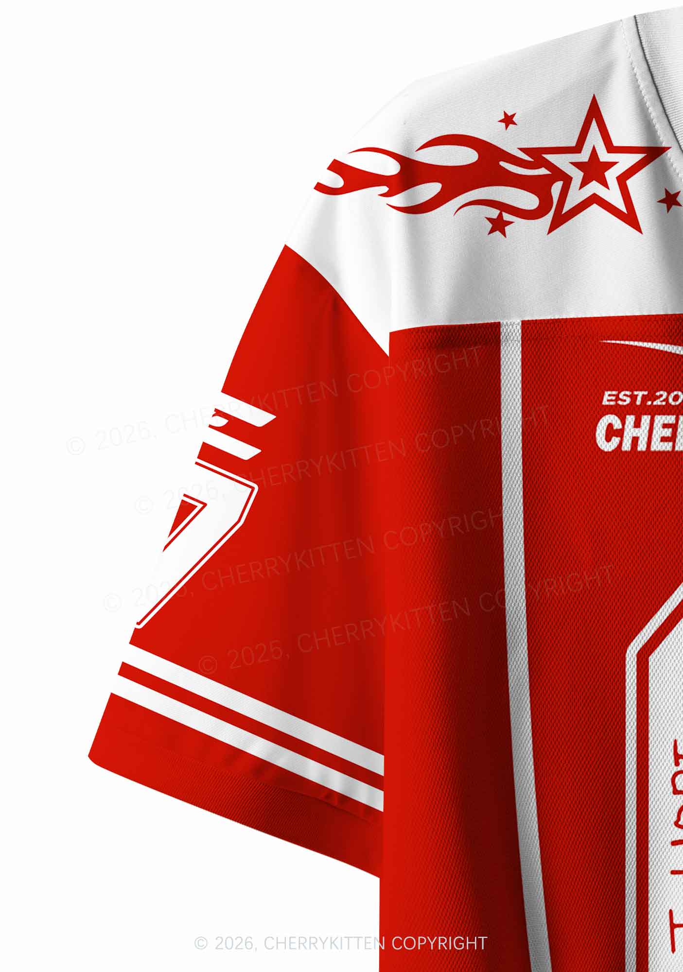 Custom Red Korean Boys Y2K Crop Sport Jersey Shirts Cherrykitten