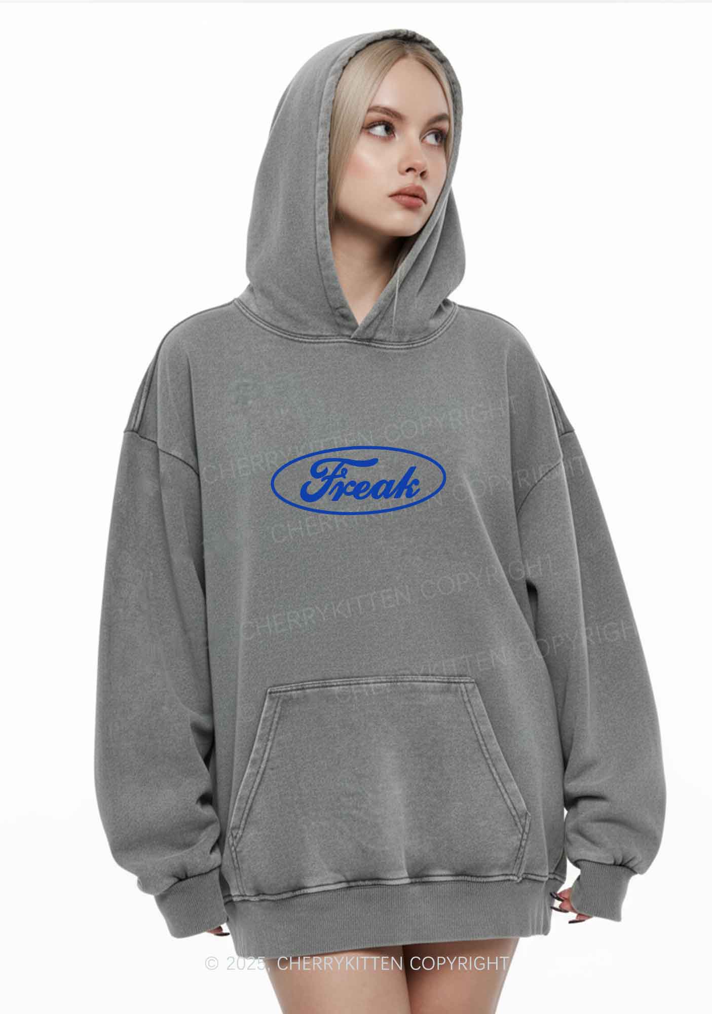 Oval Freak Y2K Washed Hoodie Cherrykitten