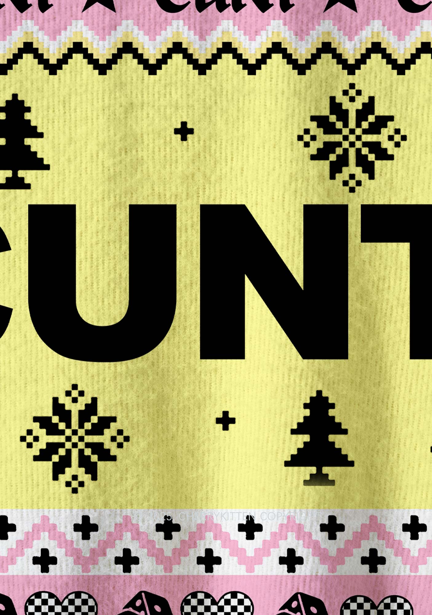Yellow Cxxt Y2K Christmas Knit Sweatshirt Cherrykitten
