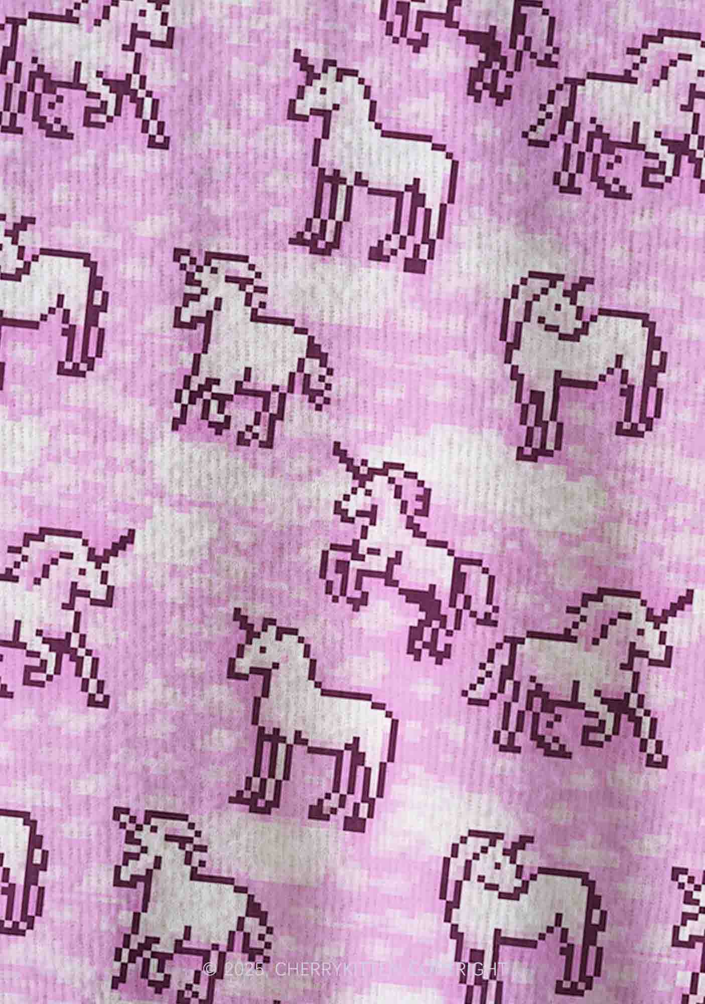 Pink Unicorn Y2K Christmas Cardigan Knit Sweatshirt Cherrykitten