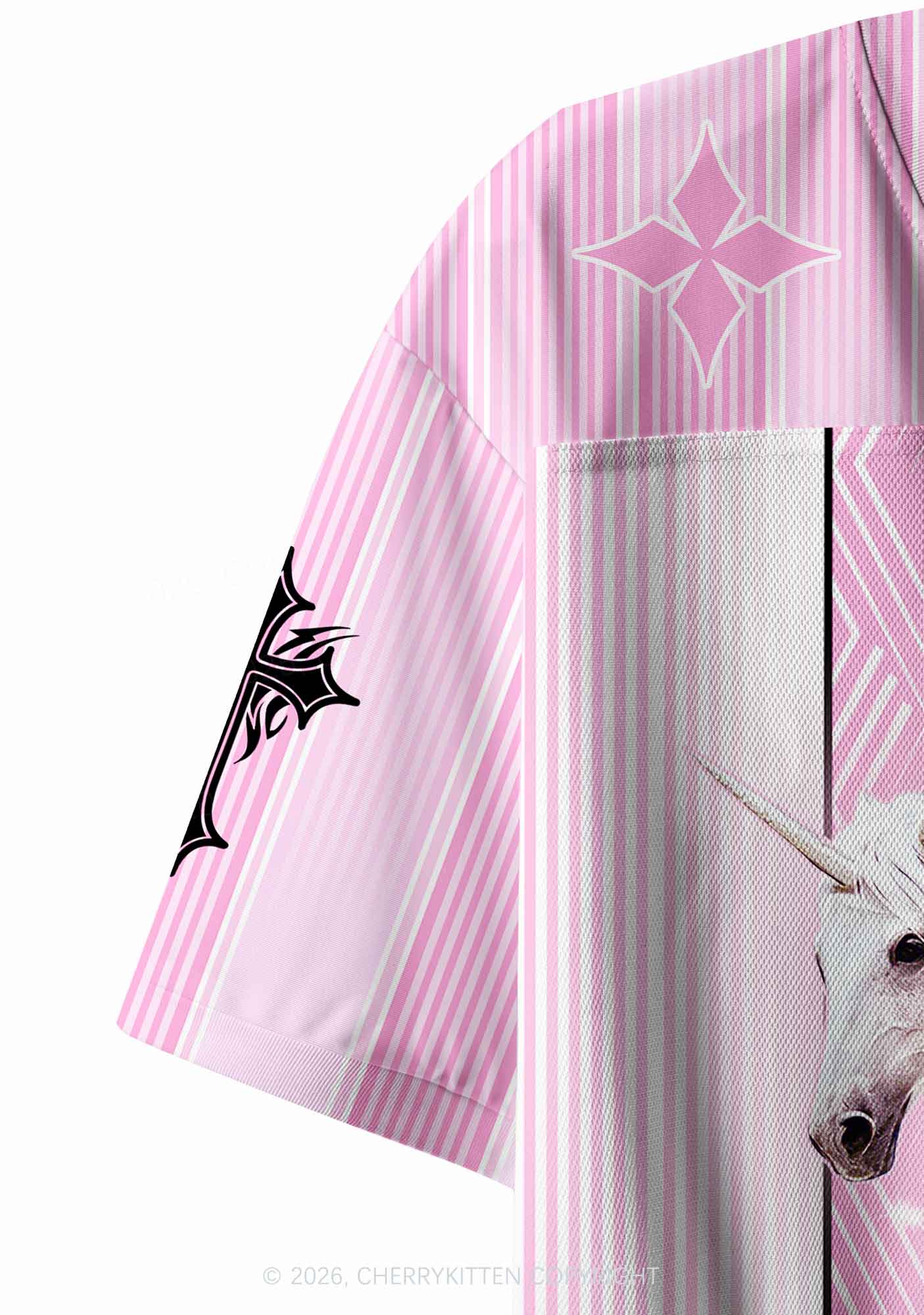 Pink Alpha Male Unicorn Pride Y2K Crop Sport Jersey Shirts Cherrykitten