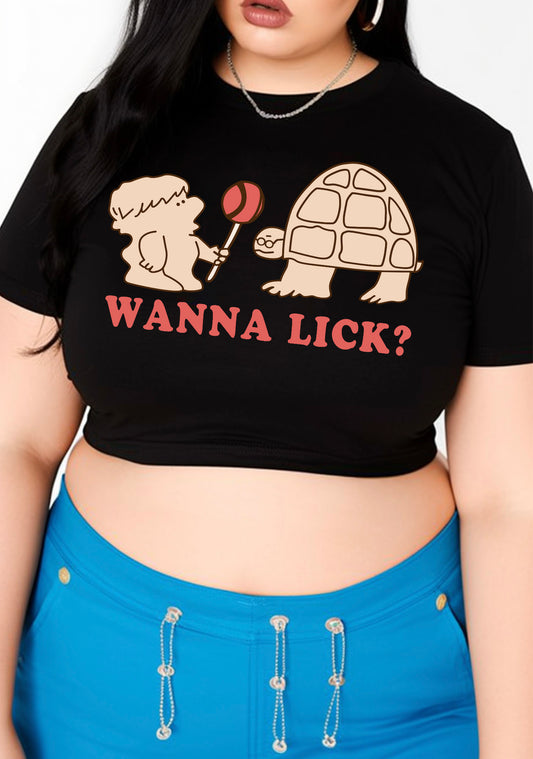 Curvy Wanna Lick Lollipop  Baby Tee