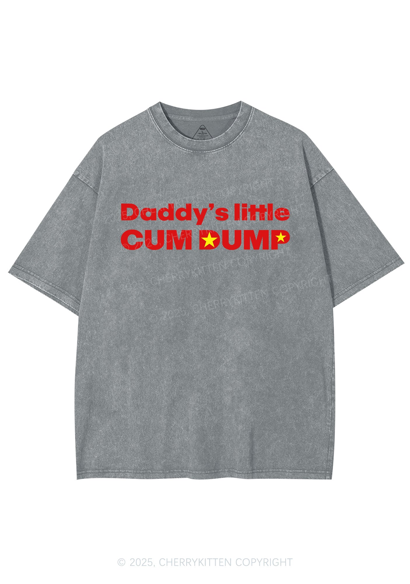 Daddys Little Cum Dump Y2K Shirts Washed Tee Cherrykitten