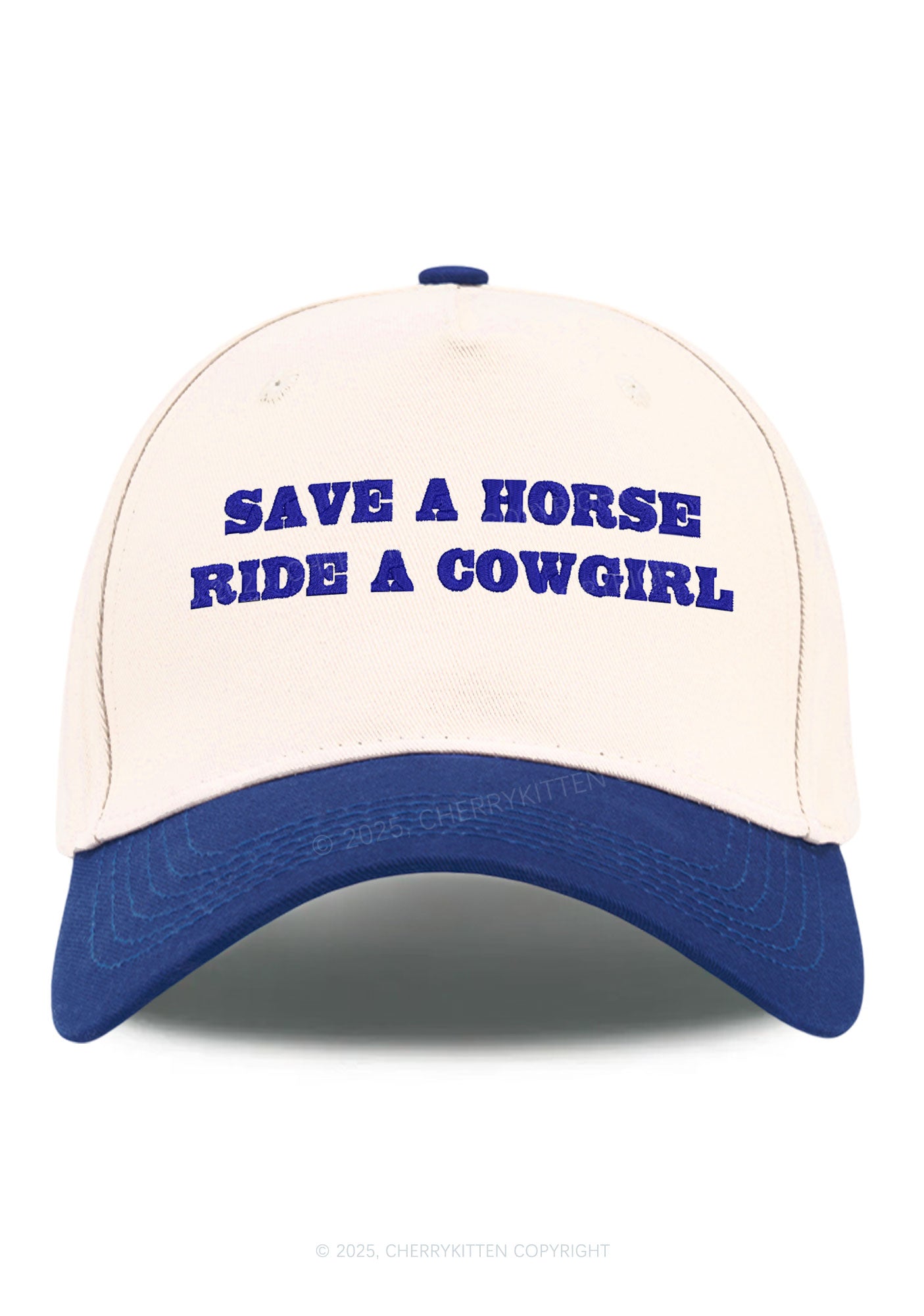 Embroidered Save A Horse Ride A Cowgirl Y2K Color Block Baseball Cap Cherrykitten