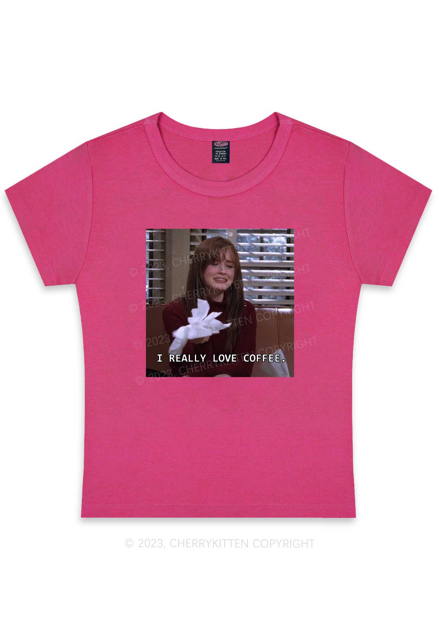Curvy I Really Love Coffee Y2K Baby Tee Cherrykitten