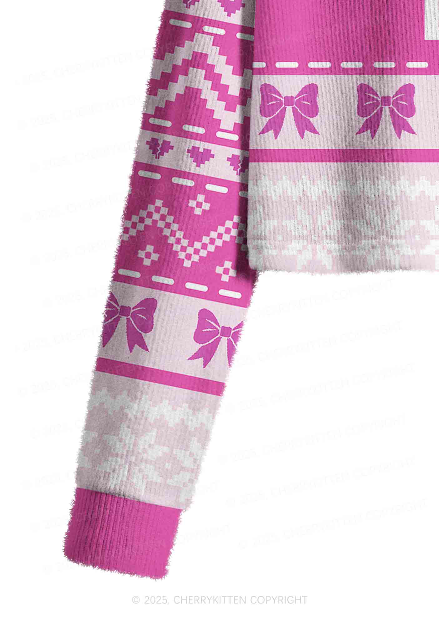 Emotional Support Bottom Pride Y2K Christmas Crop Knit Sweatshirt Cherrykitten