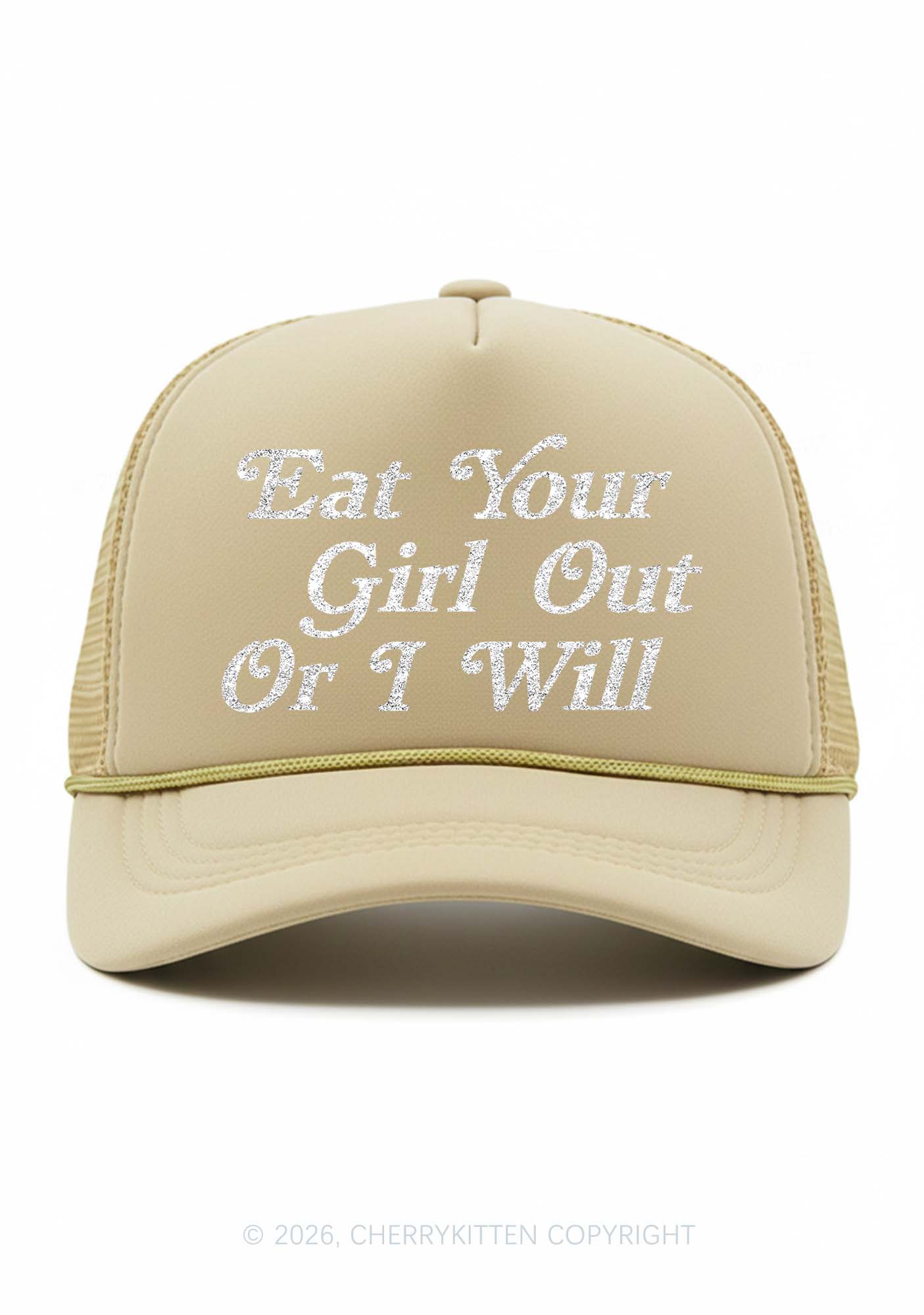 Glitter Eat Your Girl Out Pride Y2K Trucker Hat Cherrykitten