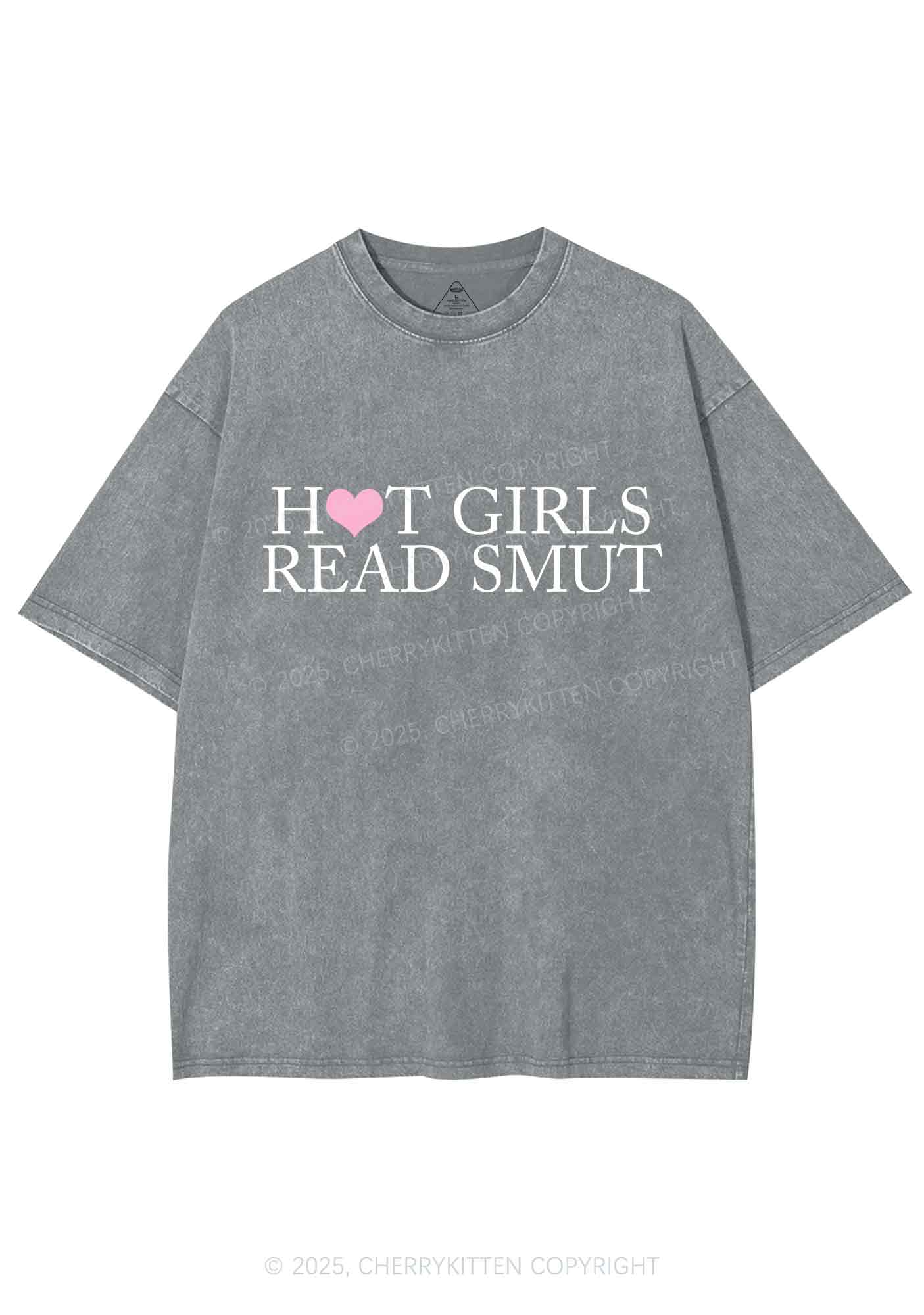 Hot Girls Read Smut Y2K Shirts Washed Tee Cherrykitten