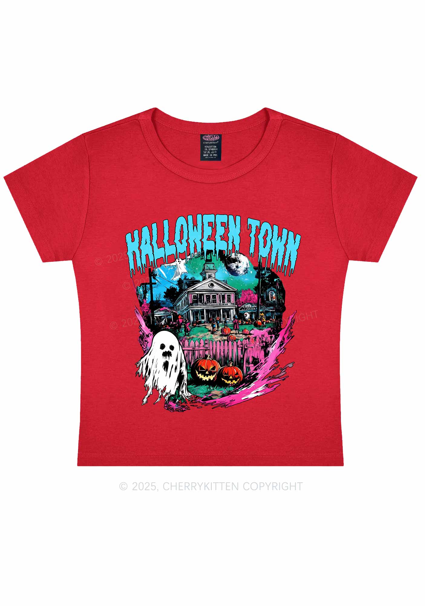 Halloween Ghost Town Y2K Baby Tee Cherrykitten