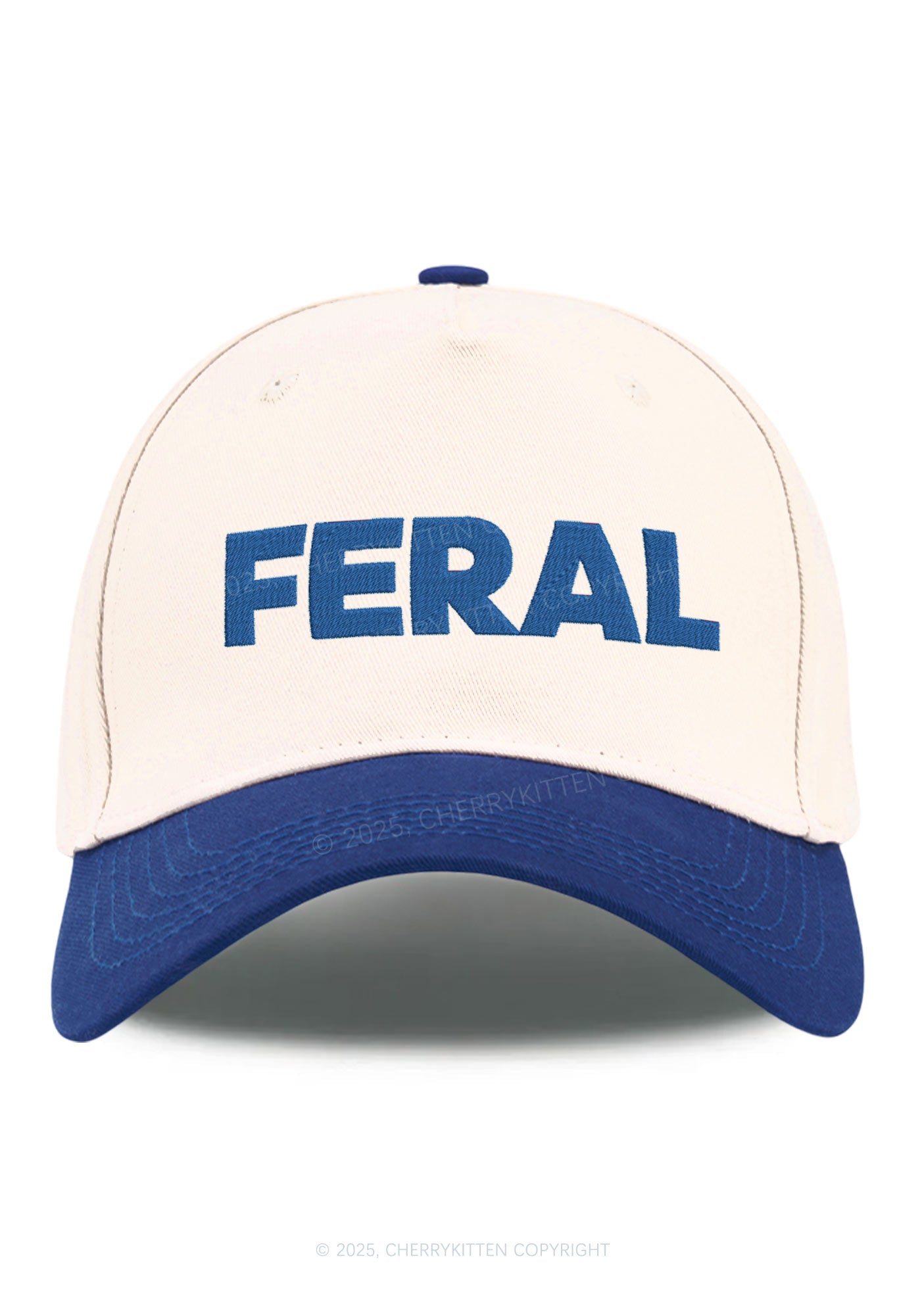 Embroidered Feral Y2K Color Block Baseball Cap Cherrykitten