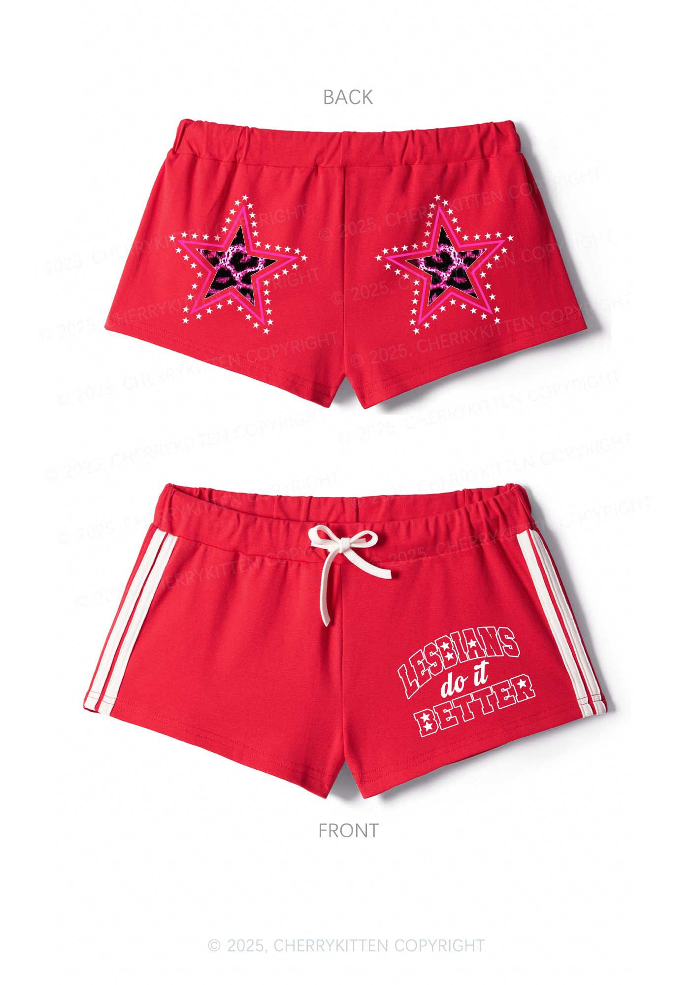 Lesbians Do It Better Pride Y2K Drawstring Mini Shorts Cherrykitten