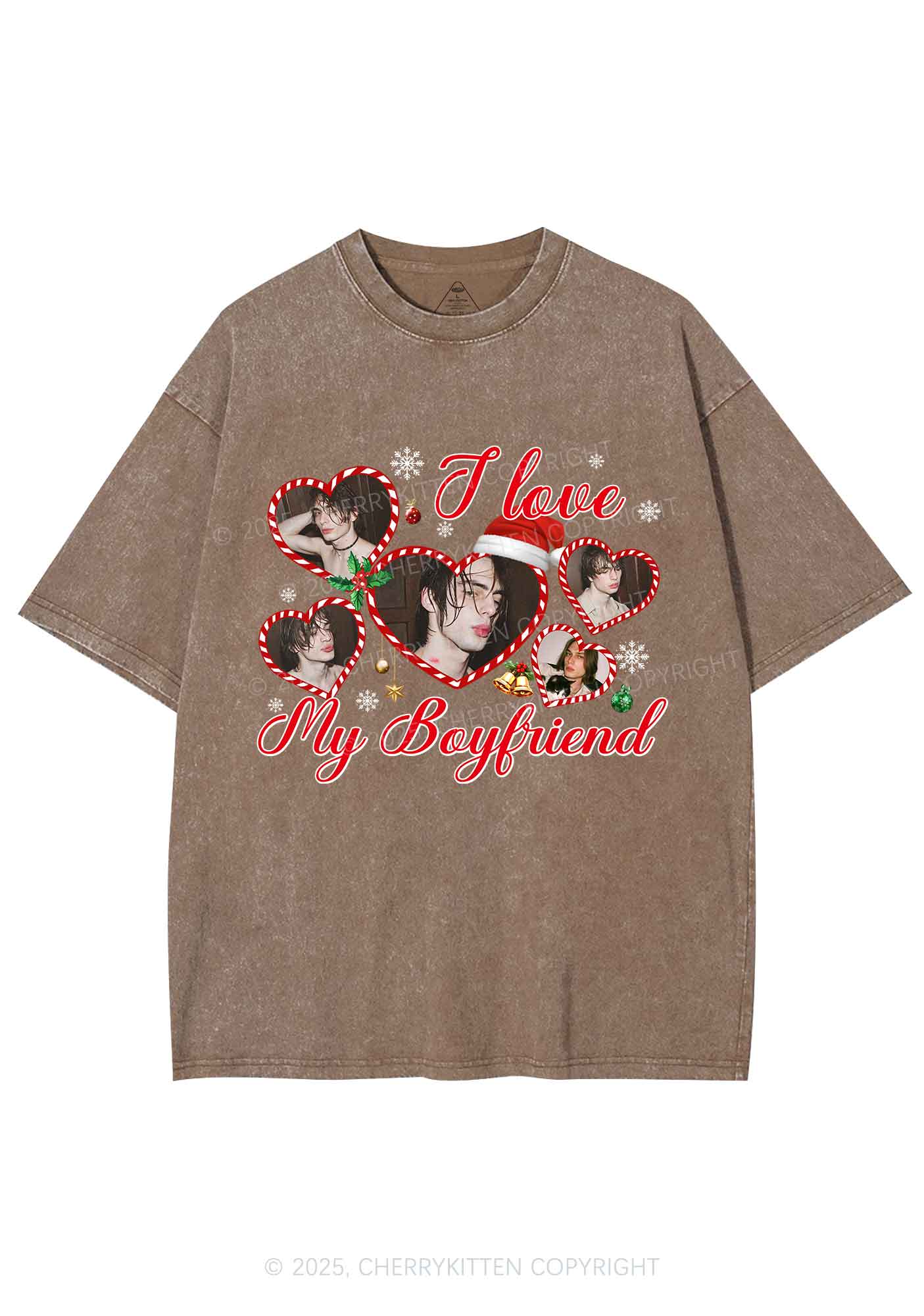 Custom Christmas I Love My GF Y2K Shirts Washed Tee Cherrykitten