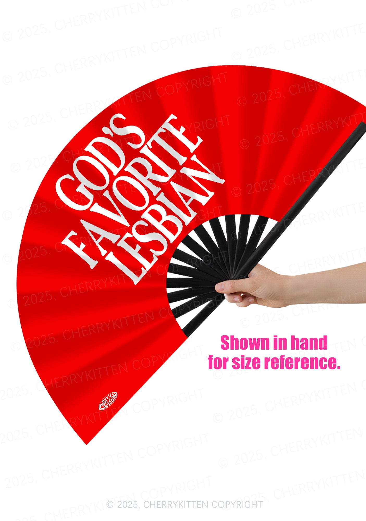 Gods Favorite Lesbian Pride Y2K Rave Hand Fan Cherrykitten
