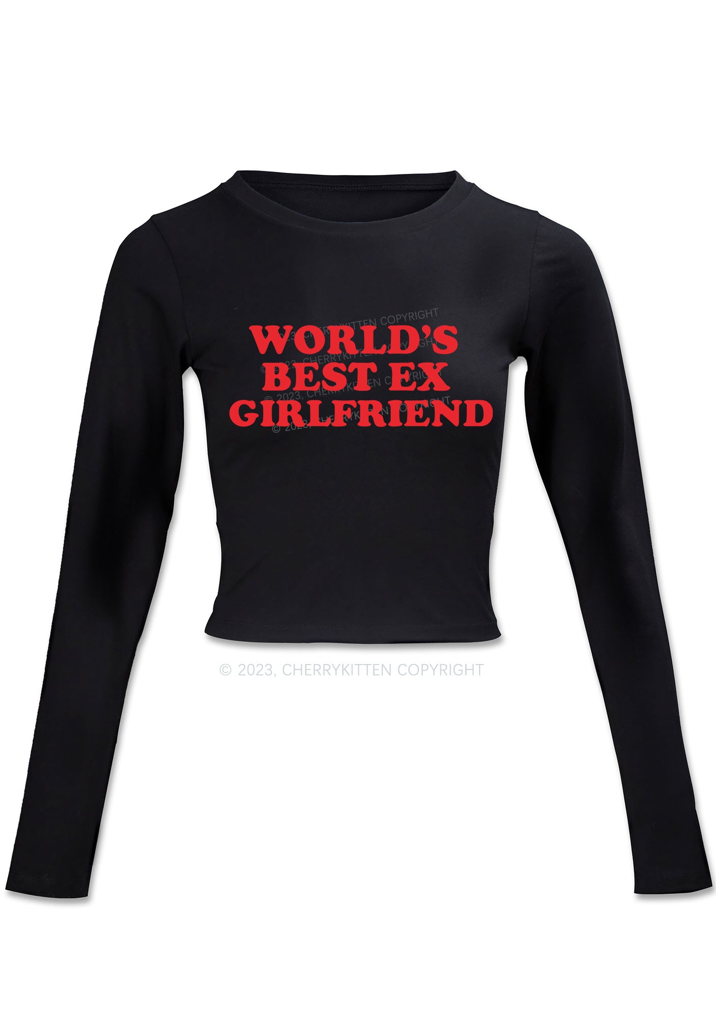 Best Ex Girlfriend Long Sleeve Crop Top Cherrykitten