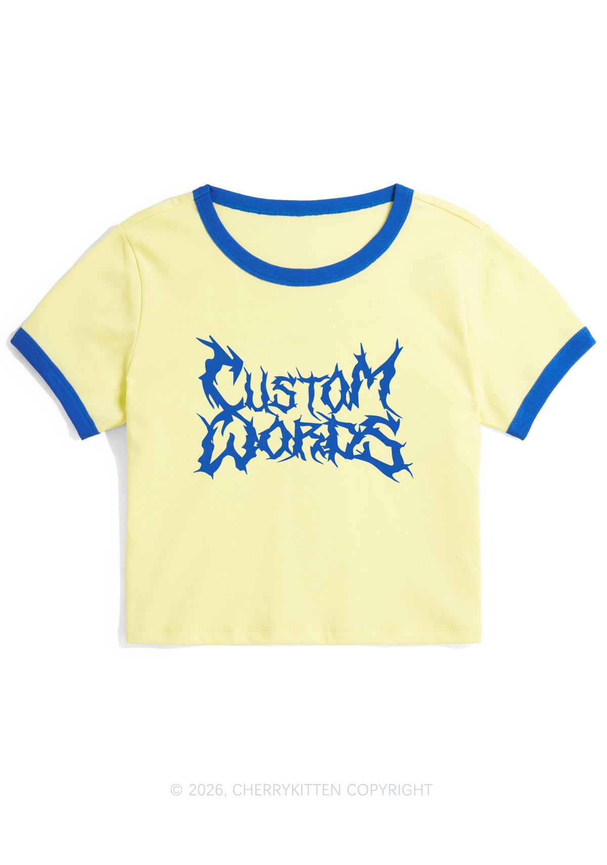 Custom Text Punk Font Y2K Ringer Tee Cherrykitten