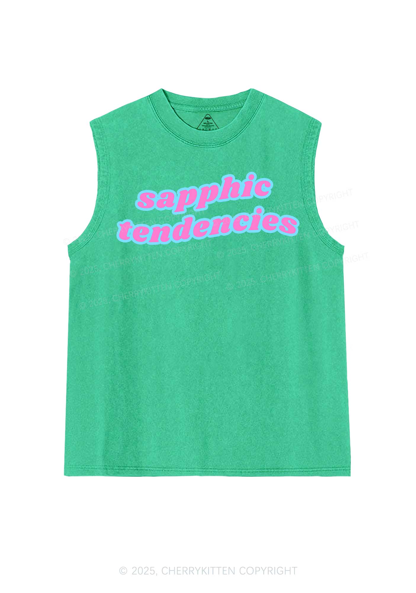 Sapphic Tendencies Pride Y2K Washed Muscle Tank Cherrykitten
