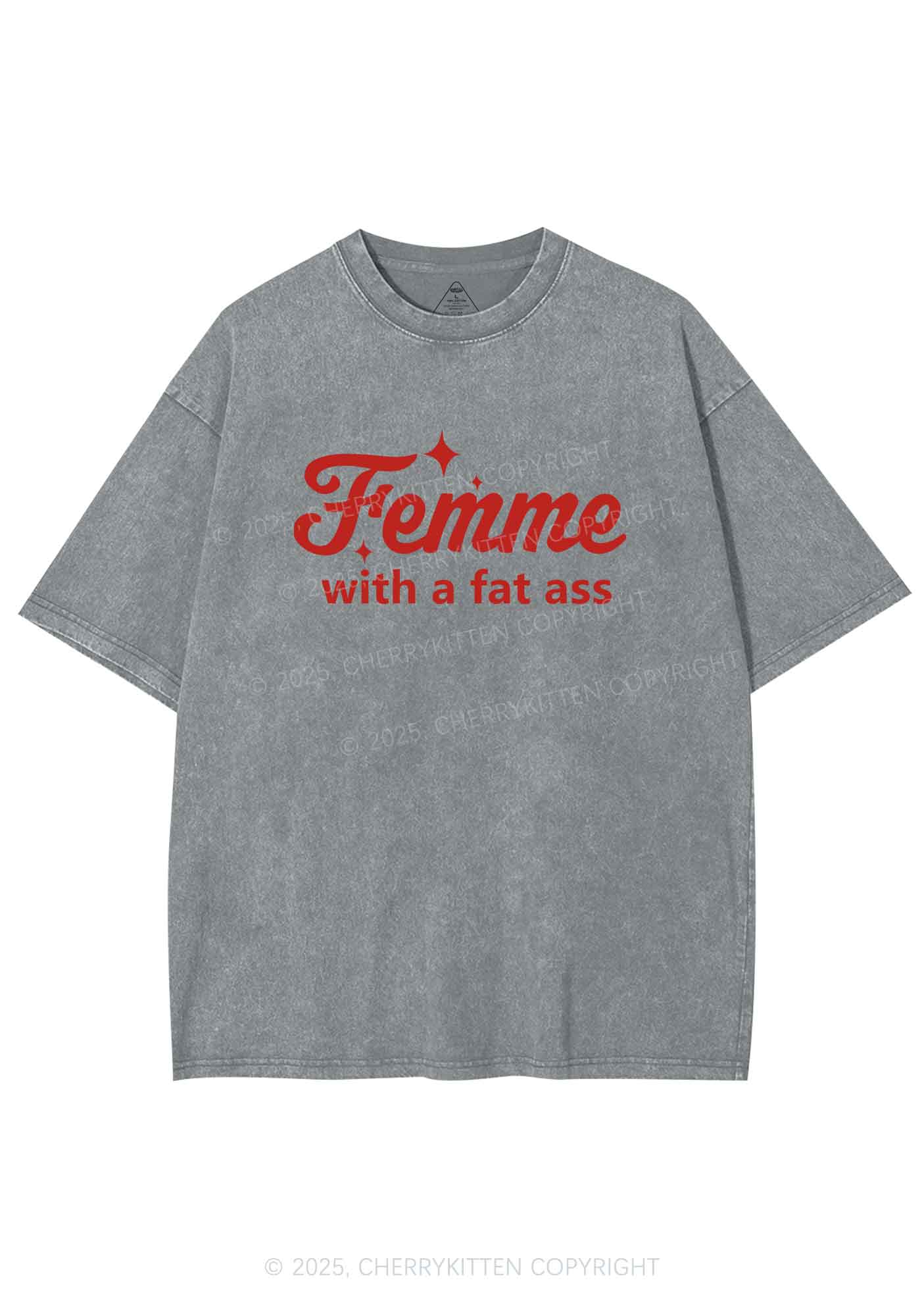Femme With Fat Axx Pride Y2K Shirts Washed Tee Cherrykitten