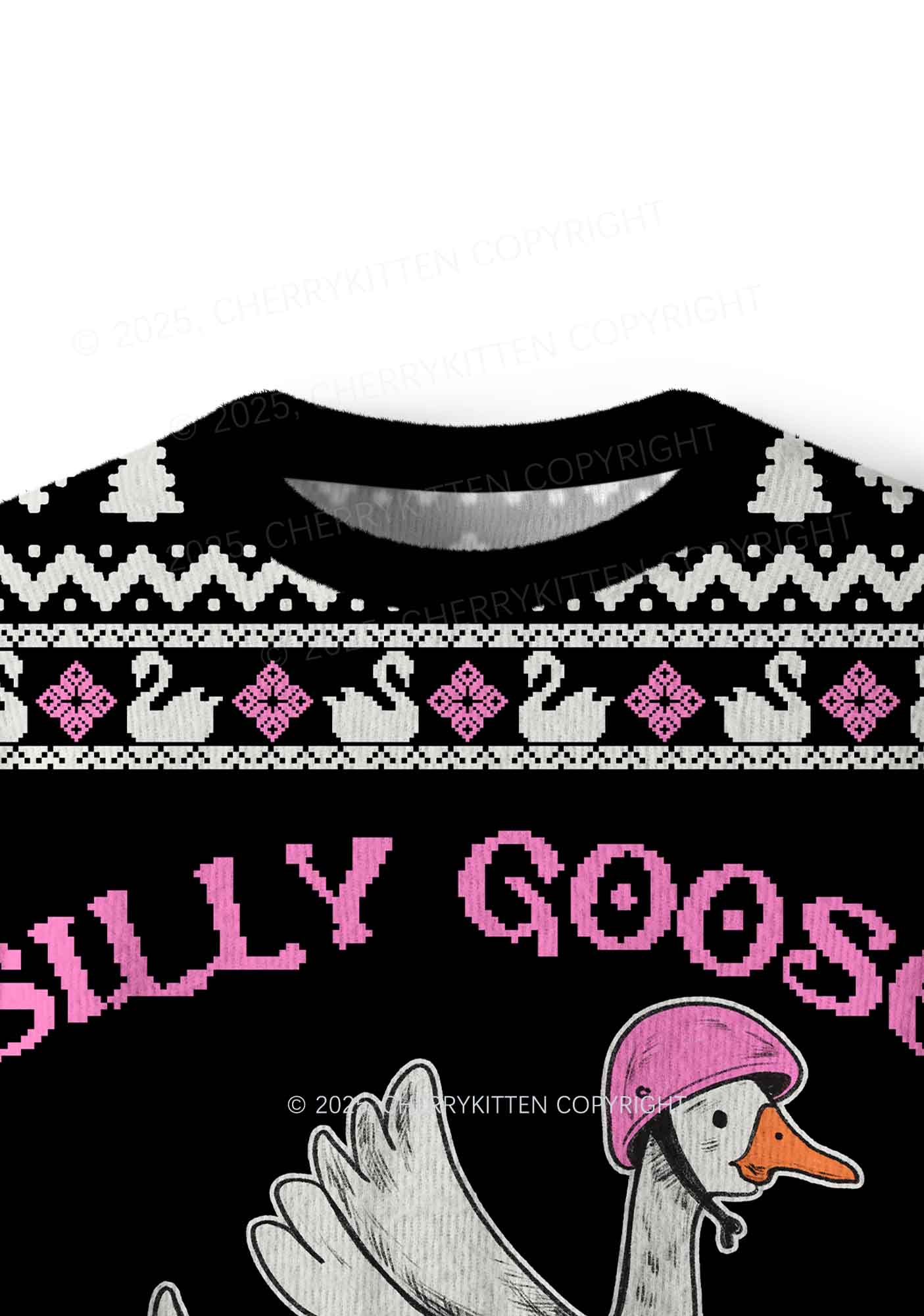 Silly Goose On the Loose Y2K Christmas Knit Sweatshirt Cherrykitten