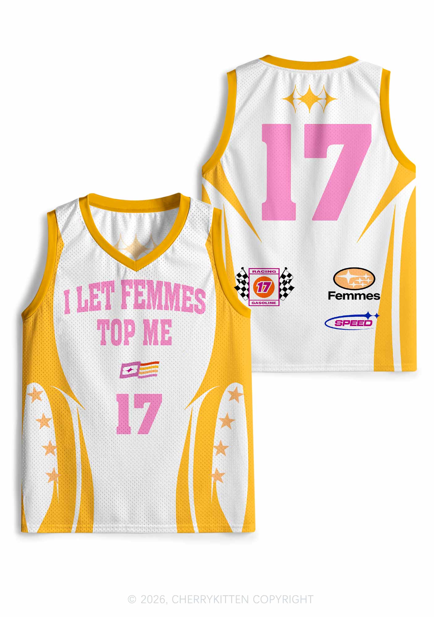 Orange I Let Femmes Top Me Pride Y2K Sport Jersey Tank Cherrykitten