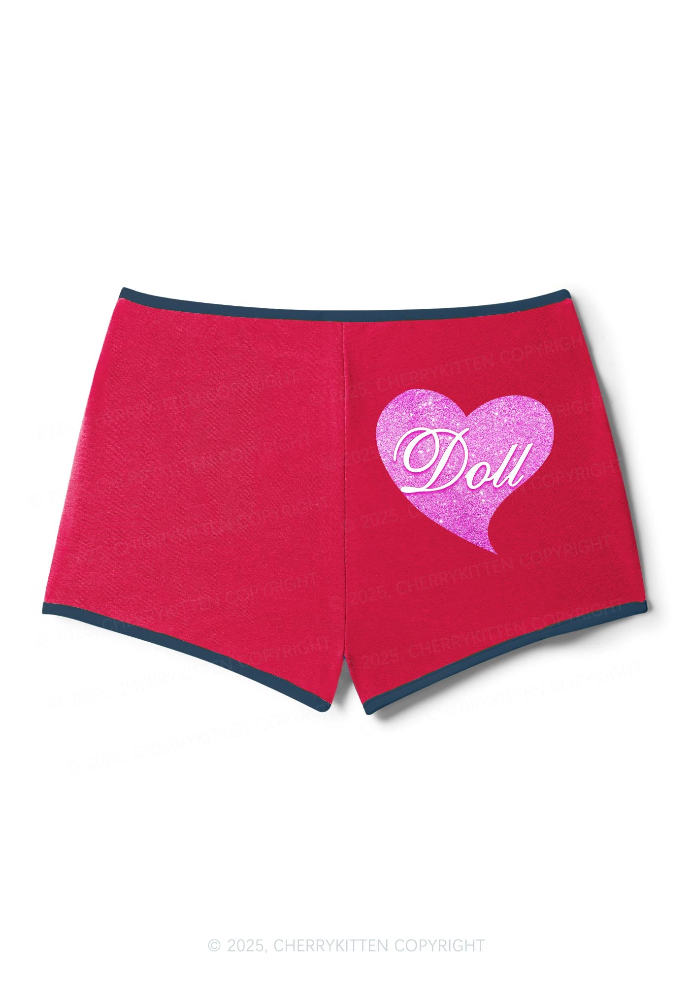 Glitter Heart Doll Y2K Contrast Mini Shorts Cherrykitten