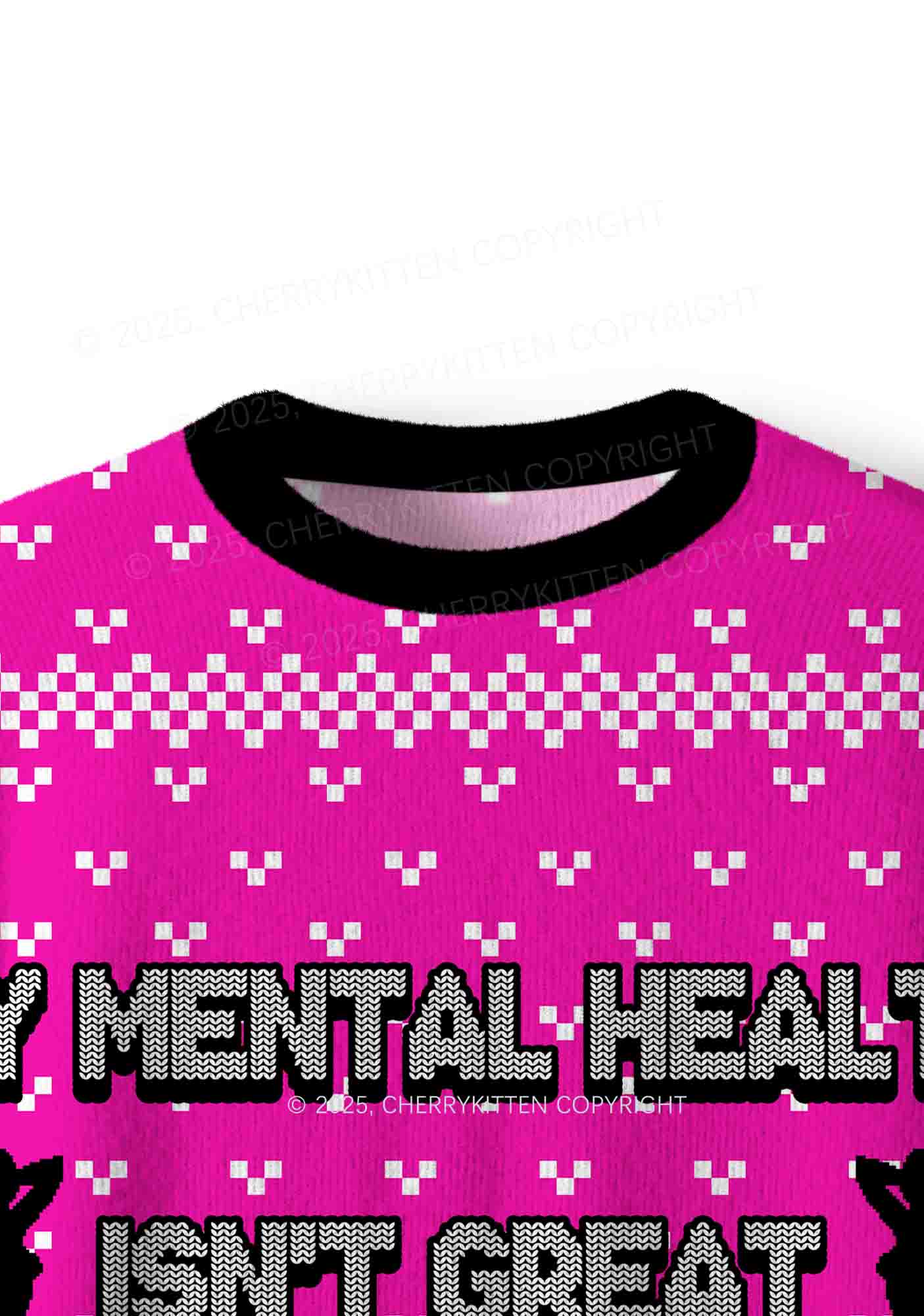 Great Mental Health Y2K Christmas Knit Sweatshirt Cherrykitten