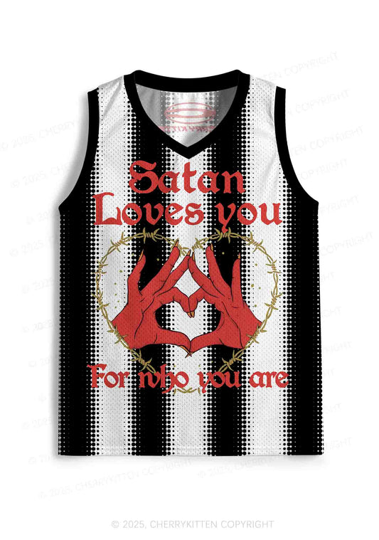Halloween Custom Black Satan Heart Y2K Sport Jersey Tank Cherrykitten